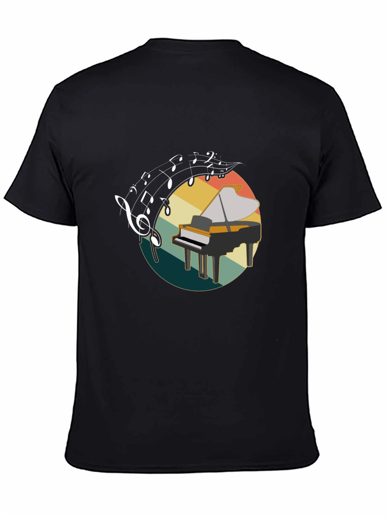 Black Musical Piano Graphic T-Shirt view 4