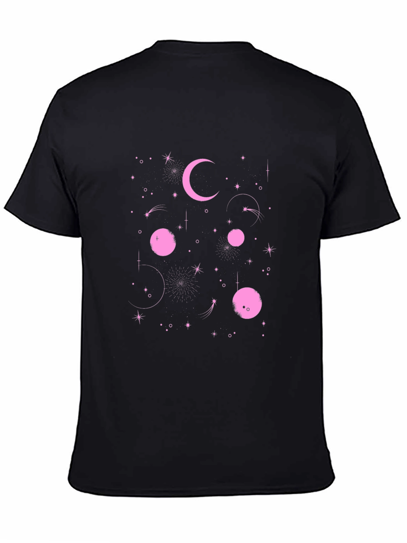 Black Celestial Pink Graphic Black T-Shirt view 4