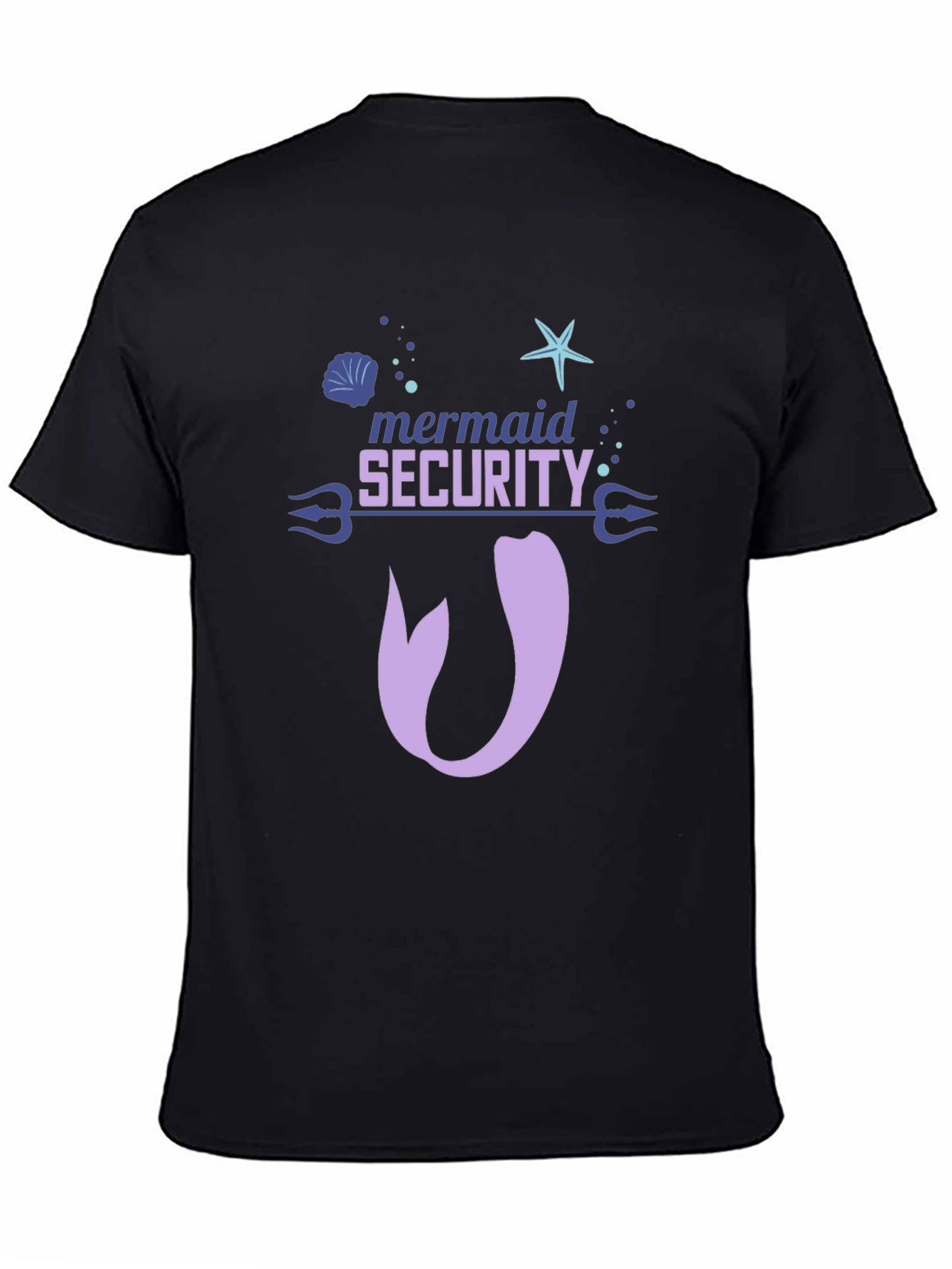 Black Mermaid Security Tee - Funny Graphic Novelty T-Shirt view 4