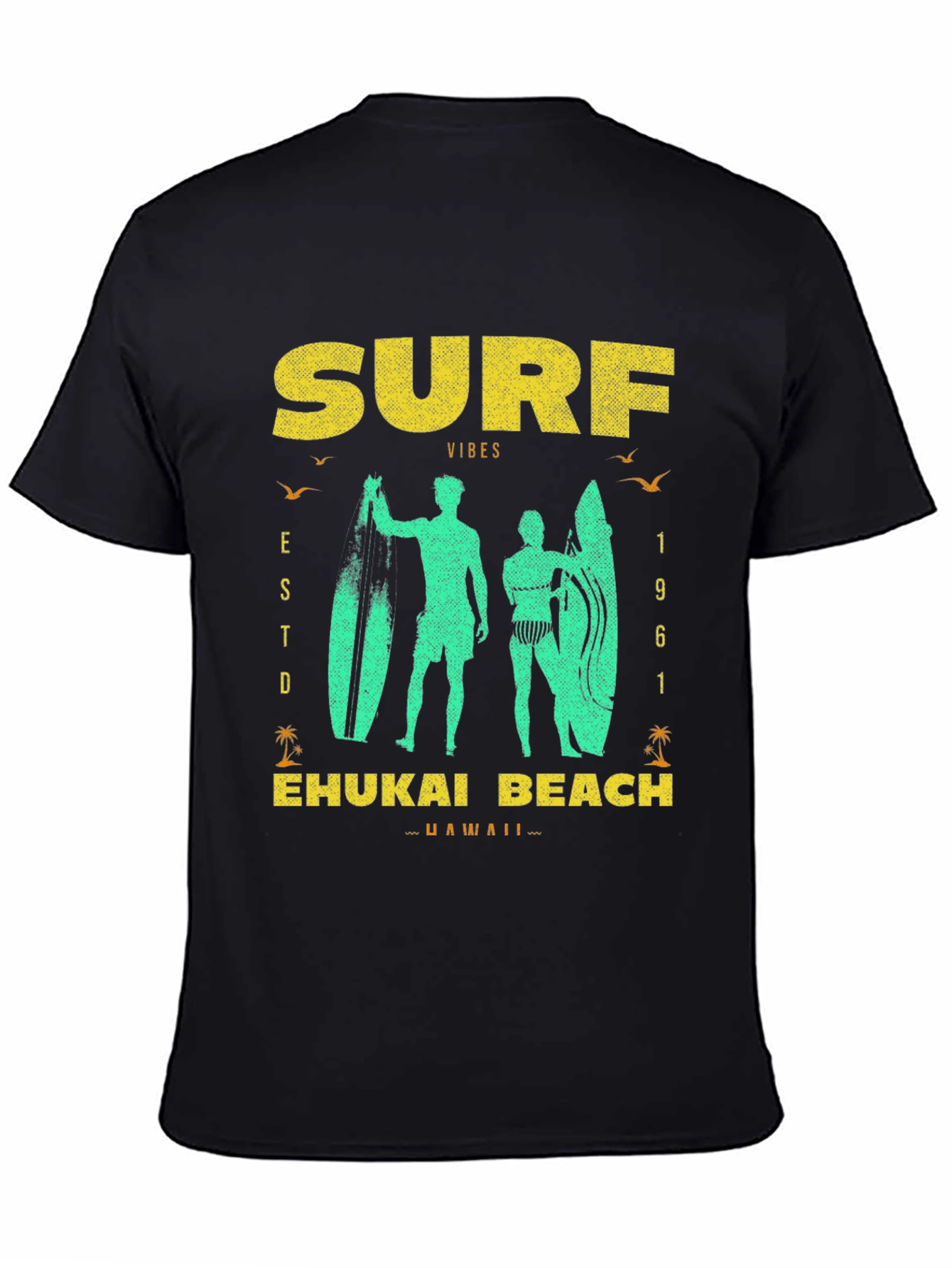 Black Surf Vibes T-Shirt | Ehukai Beach Hawaii view 4