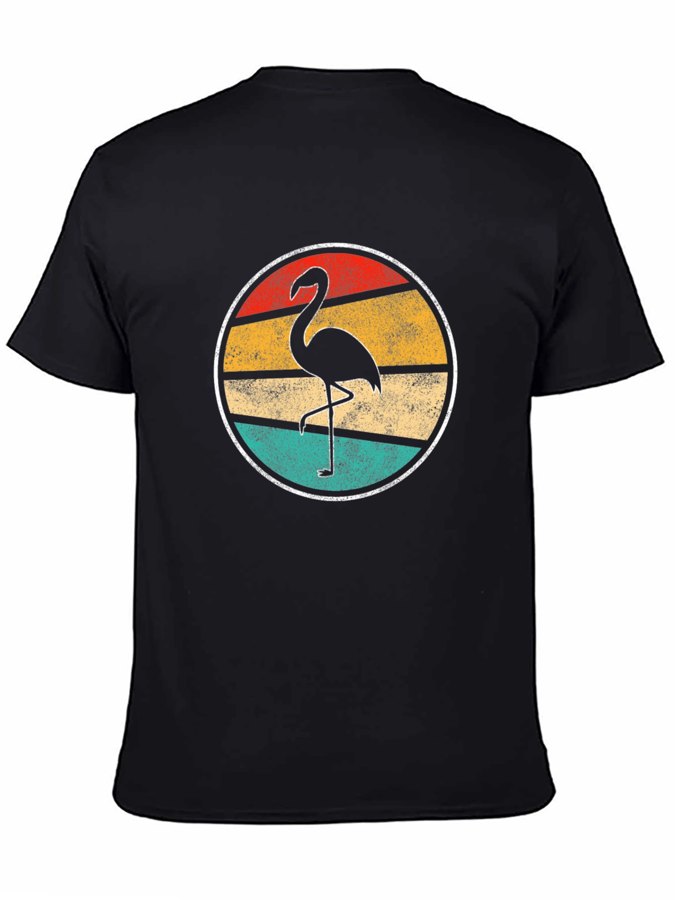 Black Retro Flamingo Graphic Tee - Men's Black T-Shirt view 4