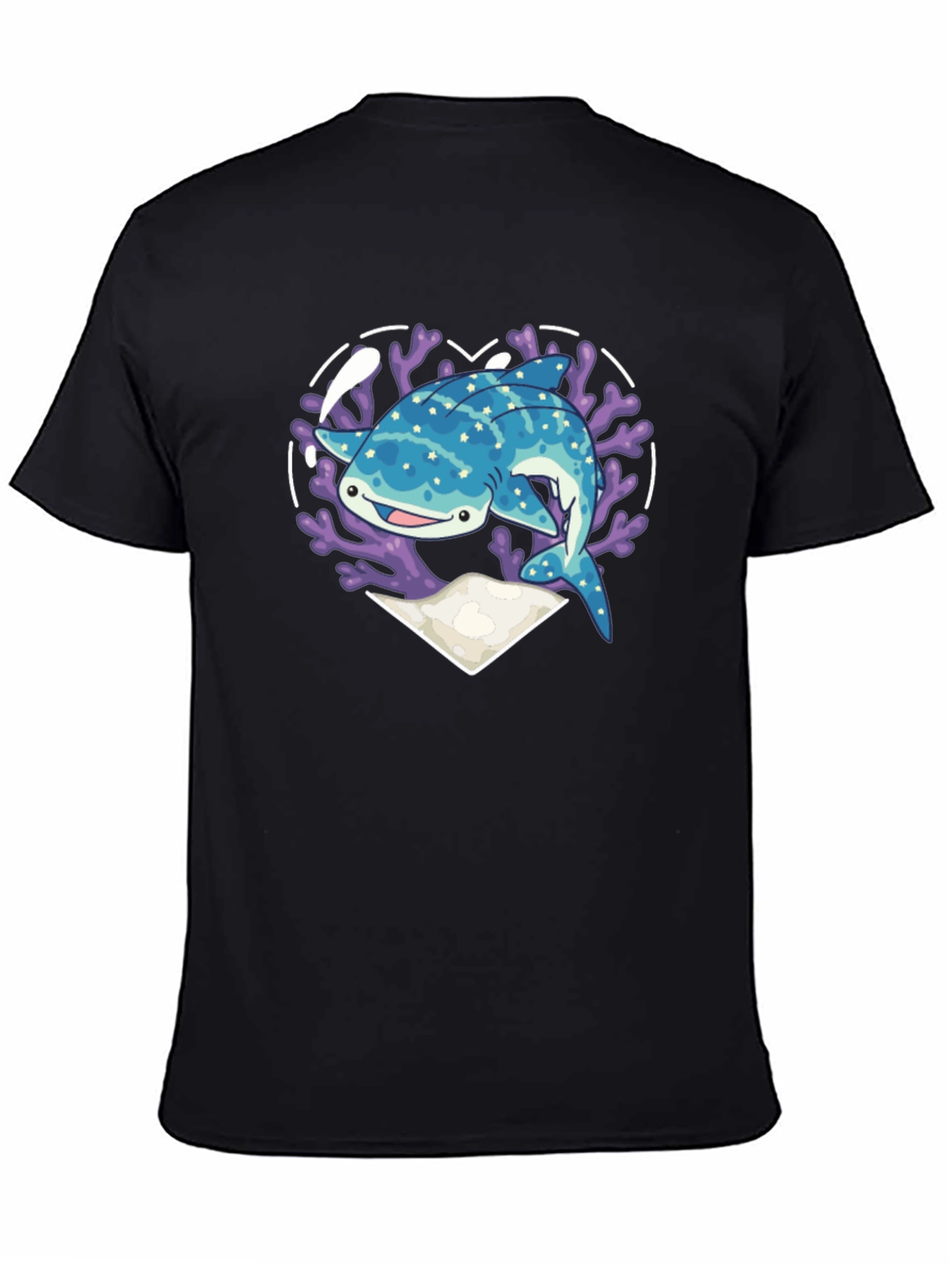 Black Whale Shark Heart Graphic Tee - Black view 4