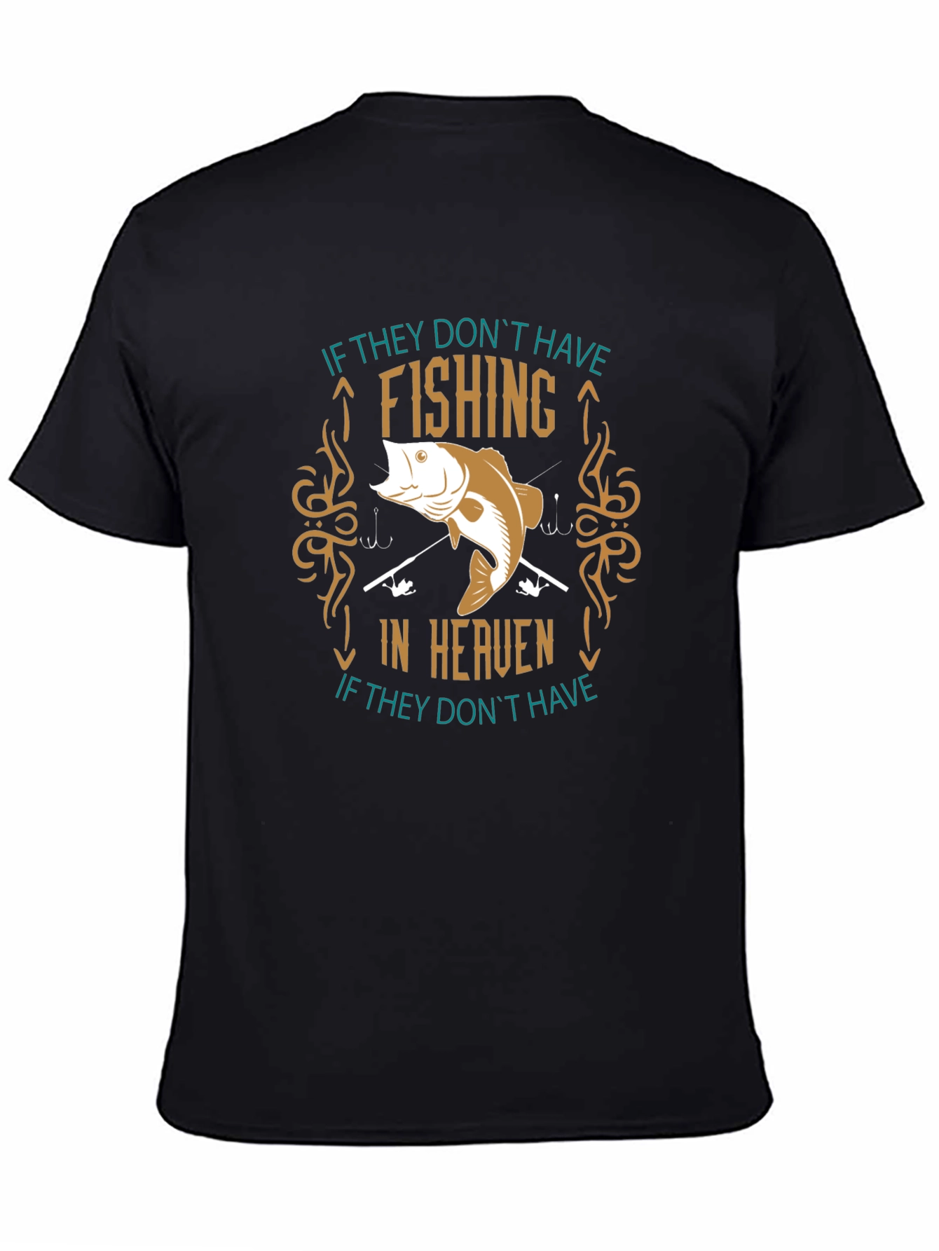 Black Fishing In Heaven Graphic T-Shirt view 4