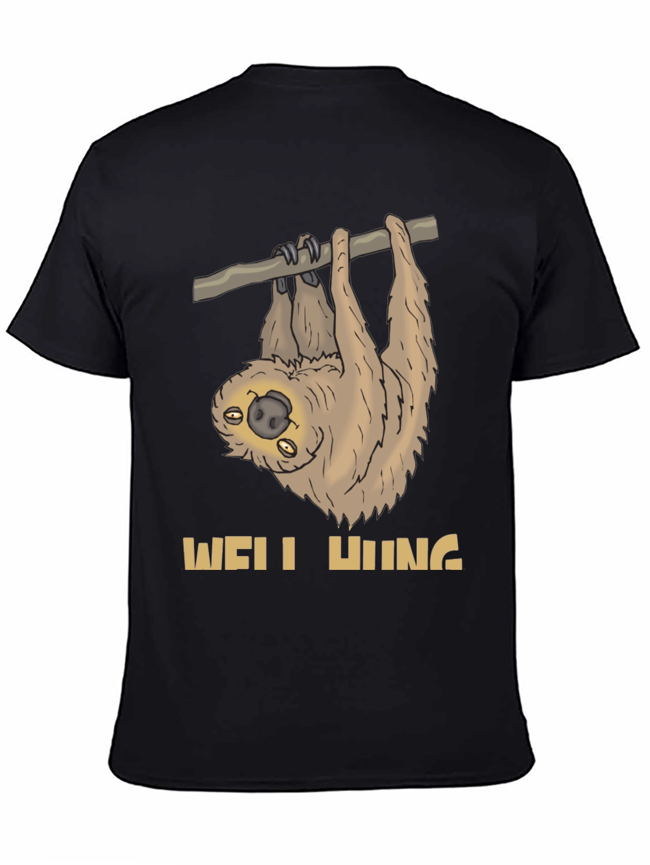 Black Well Hung Sloth Graphic Tee - Funny Animal T-Shirt view 4