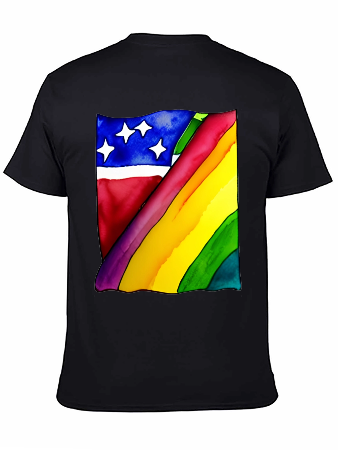 Black Rainbow Flag Graphic Tee - Unisex Black Shirt view 4