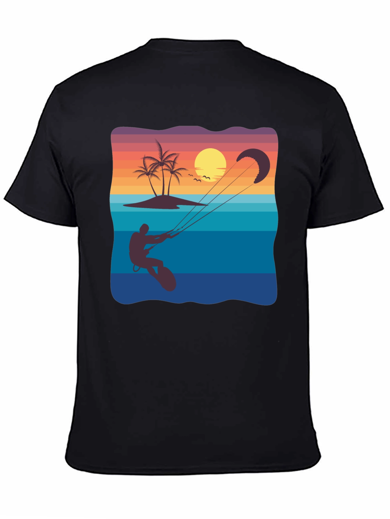 Black Sunset Kitesurfing Graphic Tee - Black Cotton Blend view 4