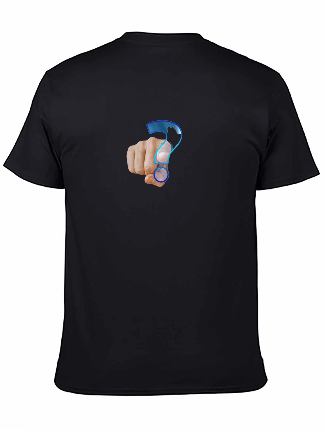 Black Men's Black T-Shirt - Question Mark Design view 4