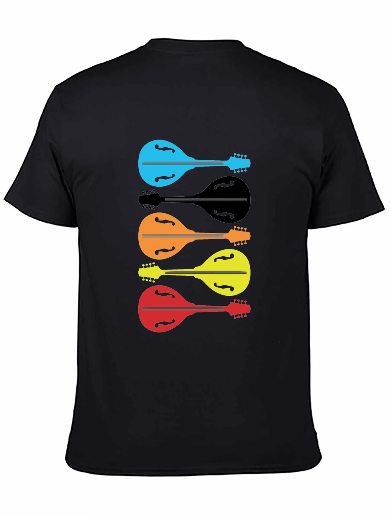 Black Colorful Mandolin Graphic T-Shirt view 4