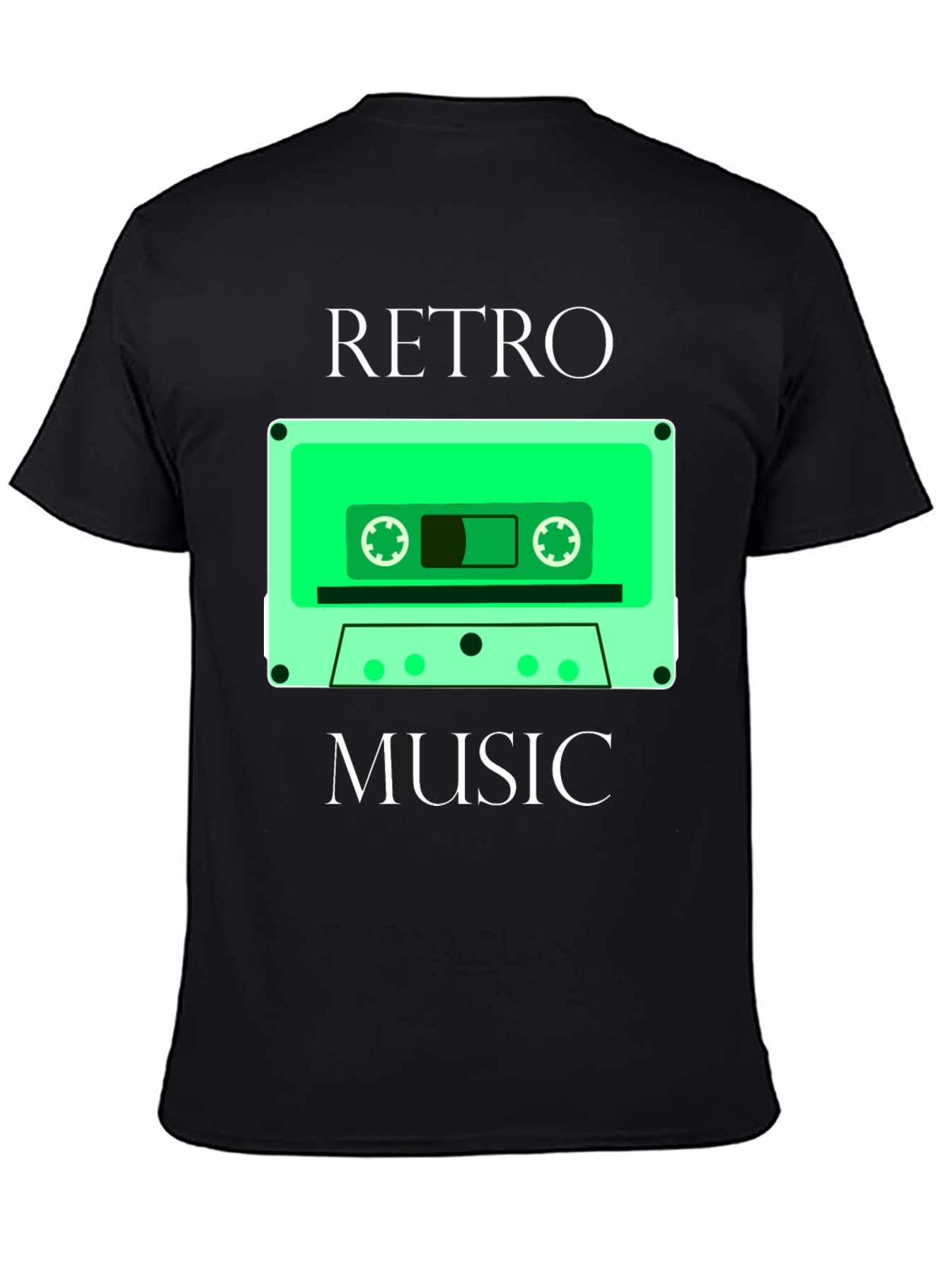 Black Retro Music Cassette Graphic T-Shirt view 4