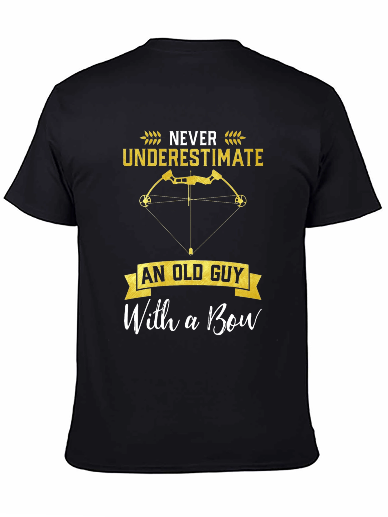 Black Never Underestimate Old Guy Bow T-Shirt view 4
