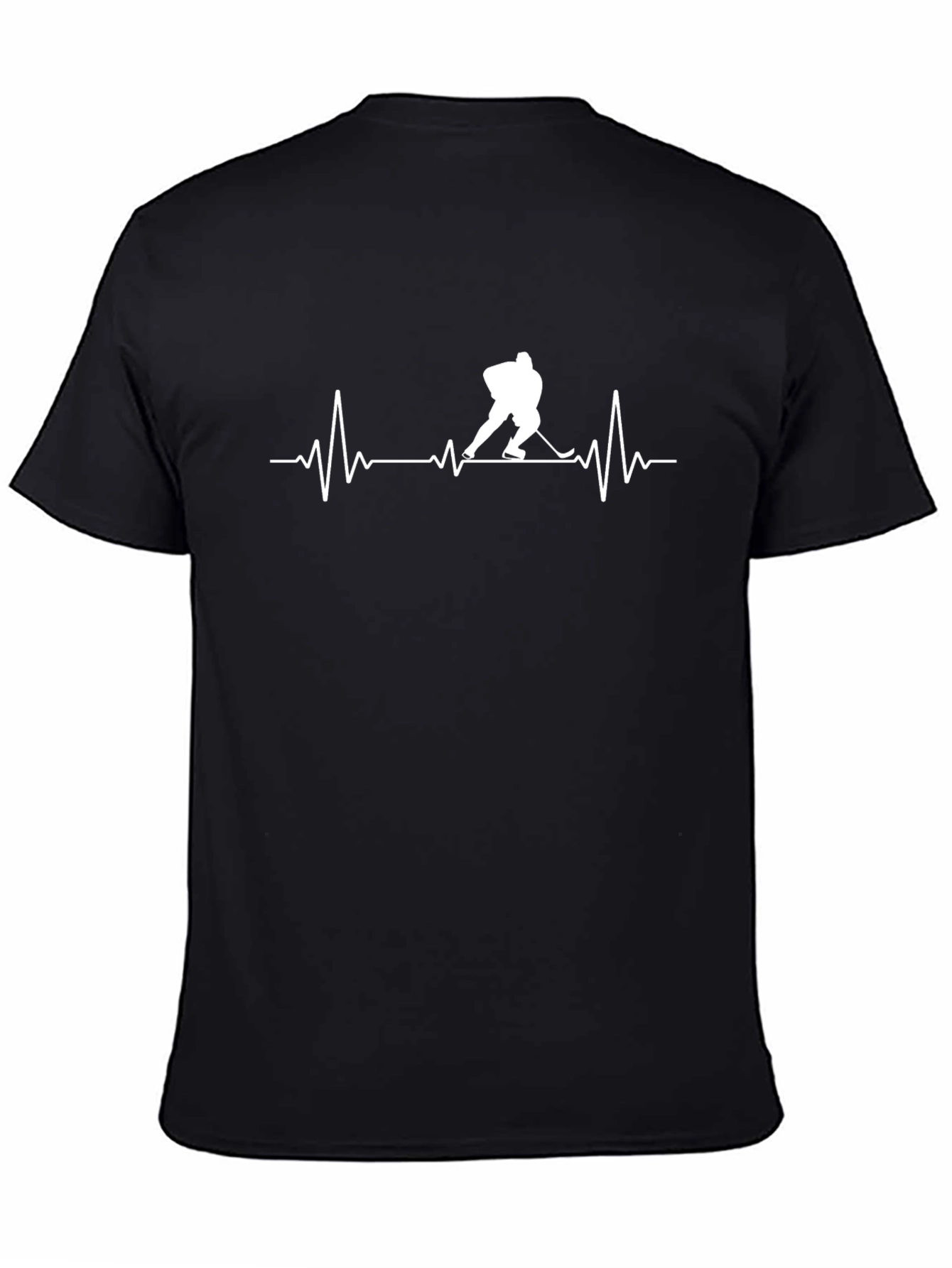 Black Hockey Heartbeat T-Shirt view 4