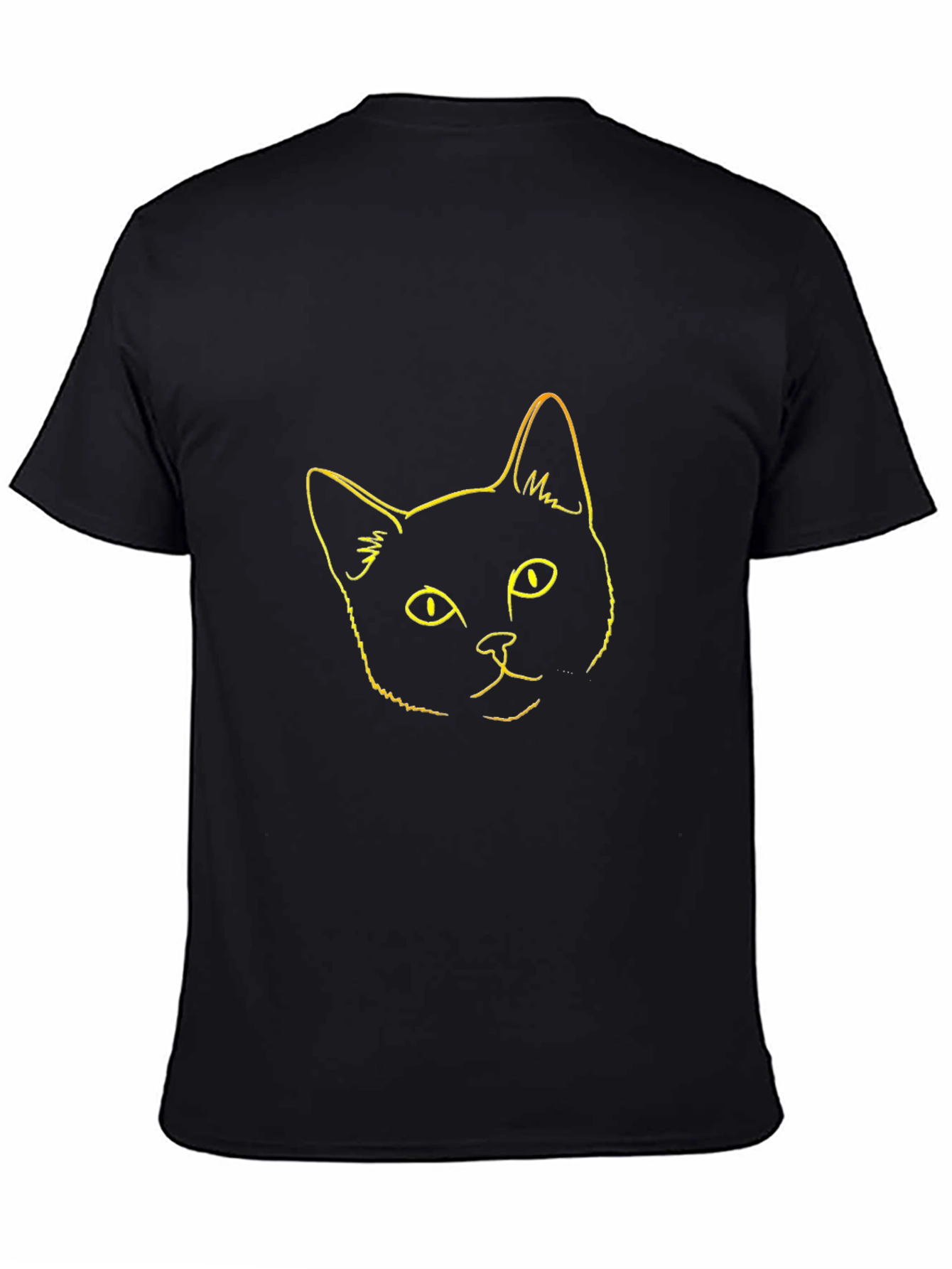 Black Cool Cat Outline Graphic Tee - Black view 4