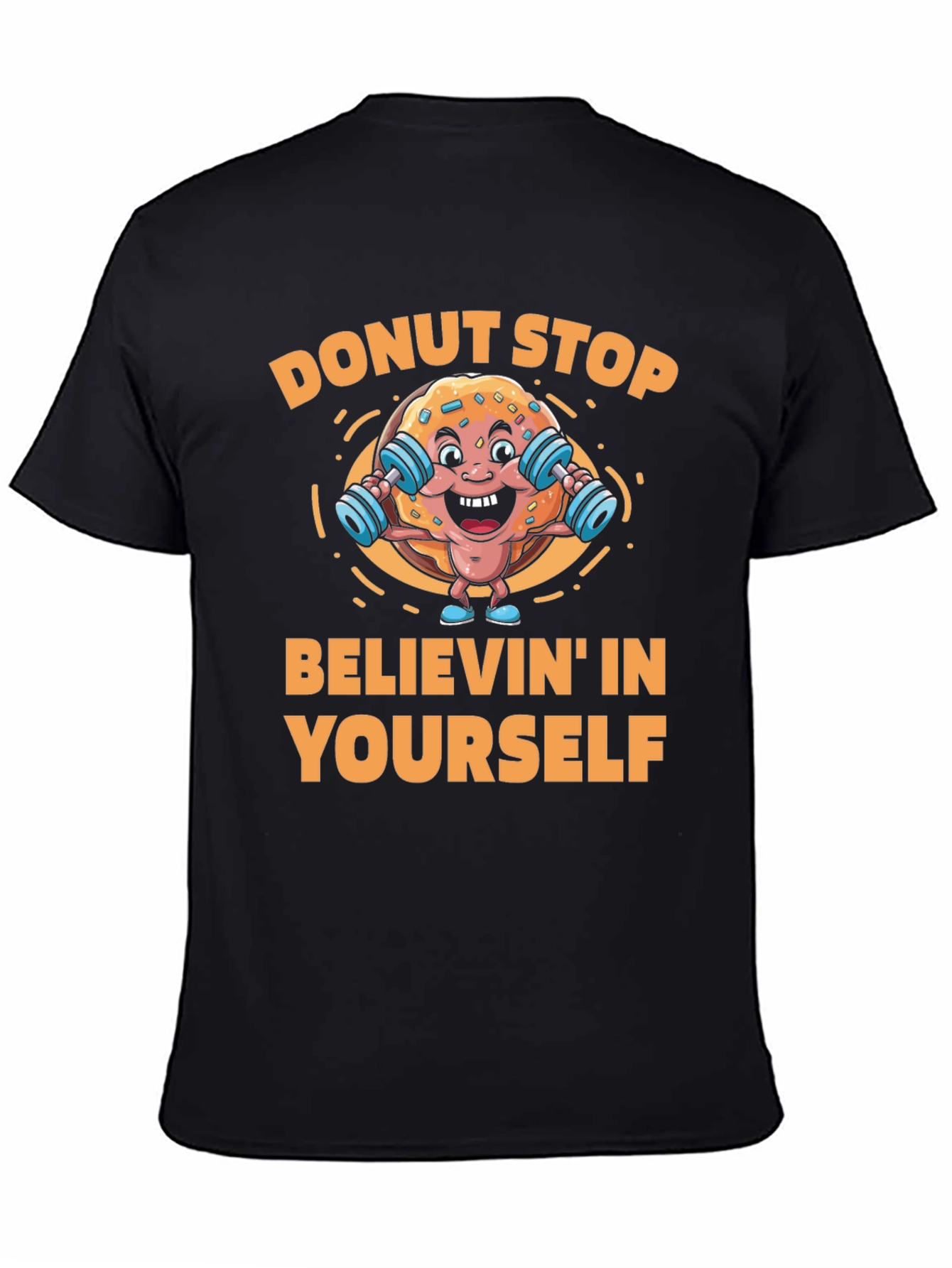 Black Donut Stop Believin' Fitness T-Shirt view 4