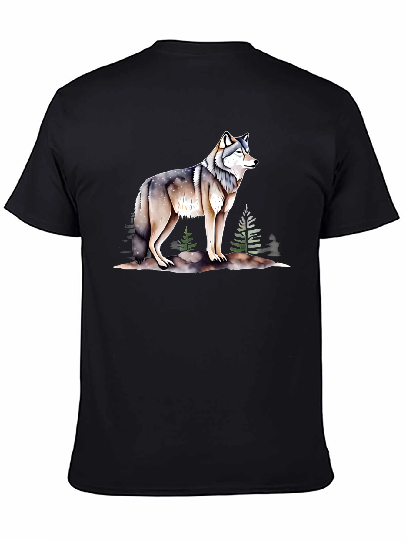 Black Wolf Graphic Print Crew Neck T-Shirt view 4