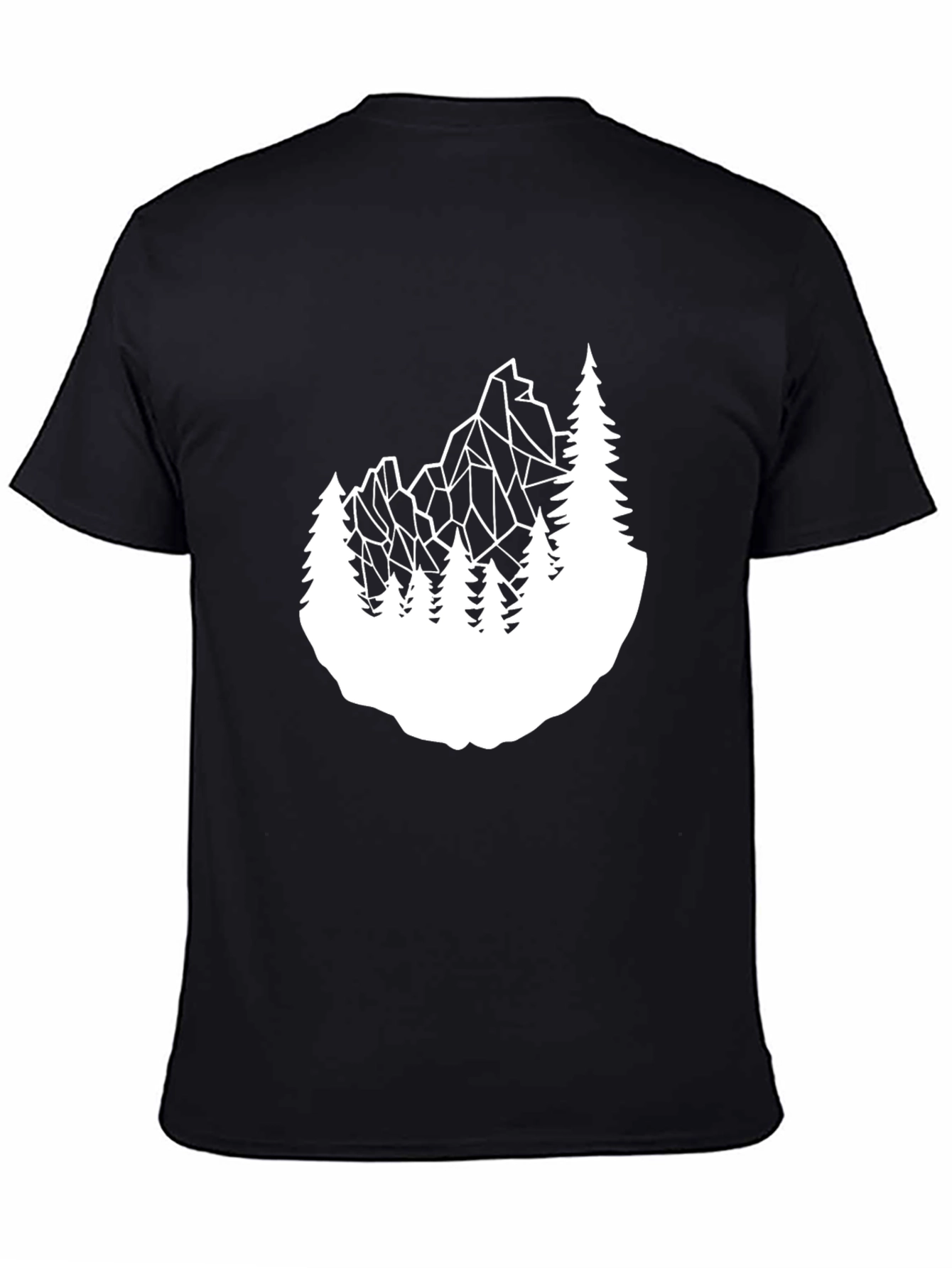 Black Geometric Mountain & Trees Graphic Tee - Black view 4