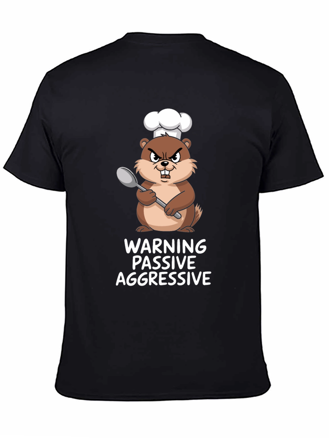 Black Passive Aggressive Chef Beaver Graphic Tee view 4