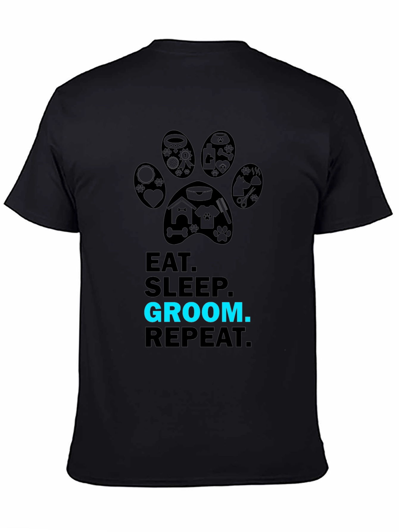Black Eat Sleep Groom Repeat Graphic Tee view 4