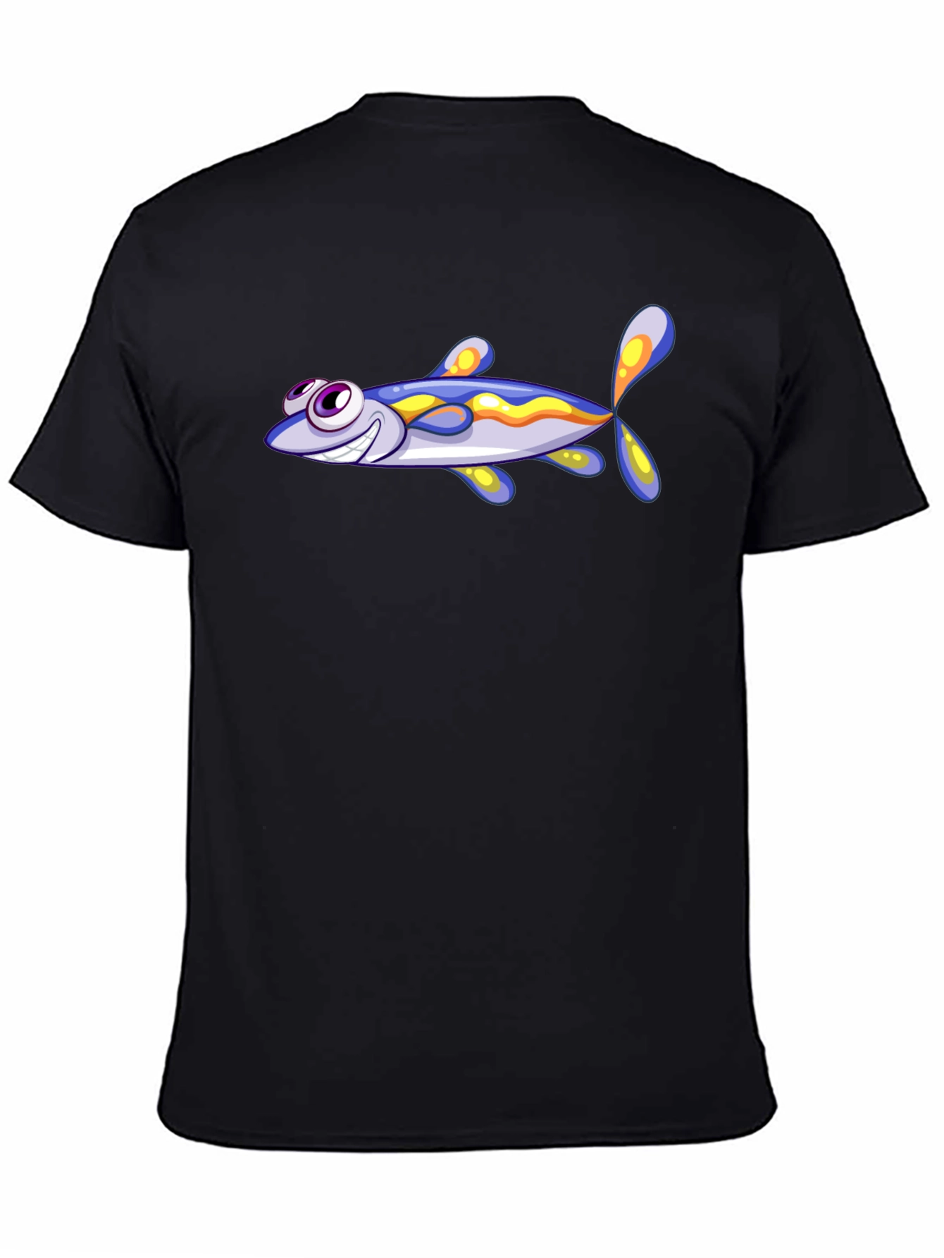 Black Cartoon Fish Graphic T-Shirt - Soft Cotton Blend view 4