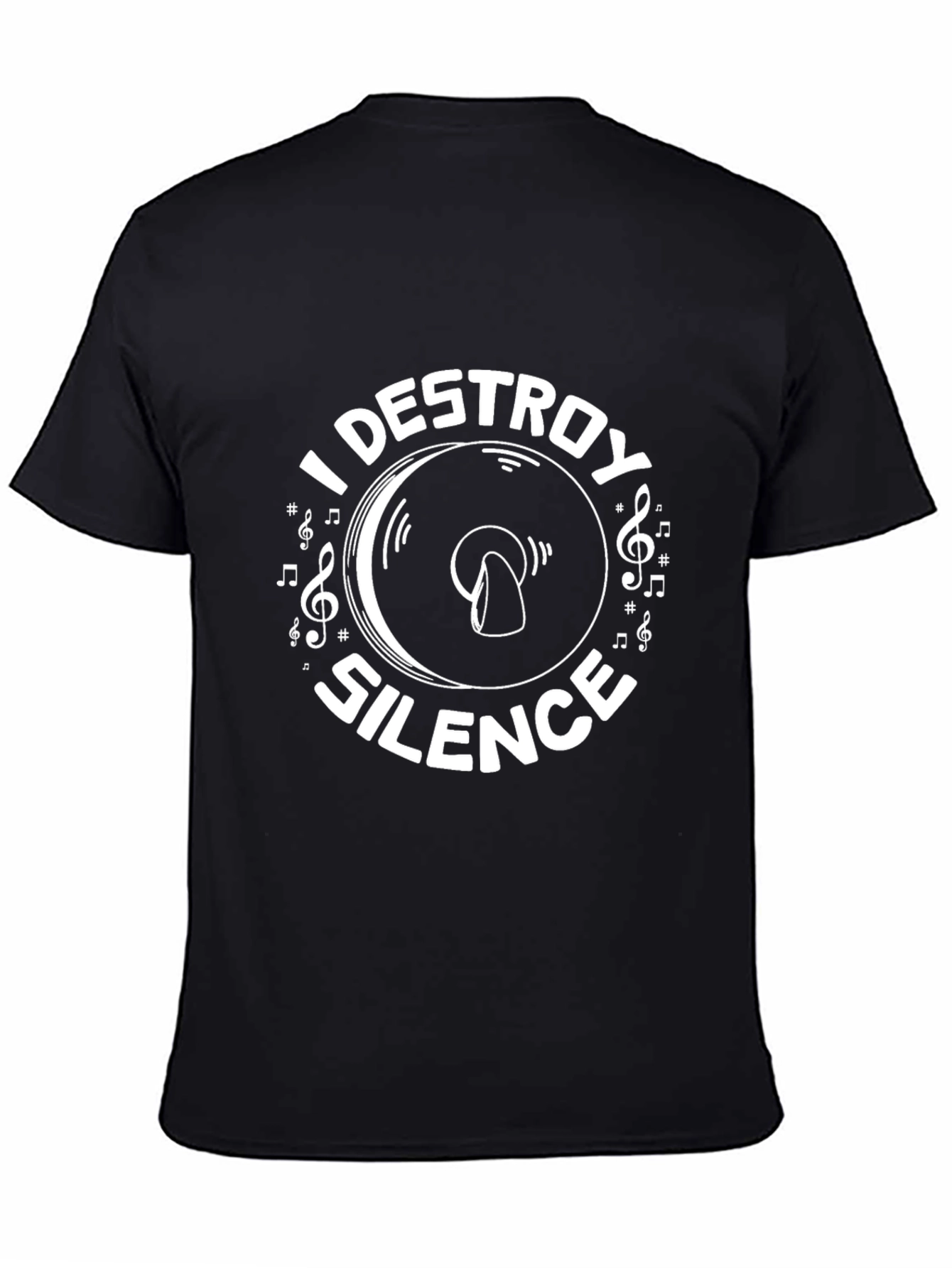 Black I Destroy Silence Graphic Tee - Music Lover T-Shirt view 4