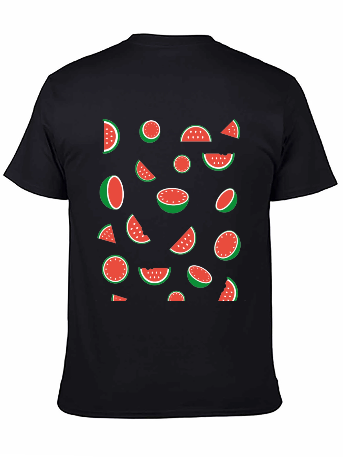 Black Watermelon Pattern Black T-Shirt view 4