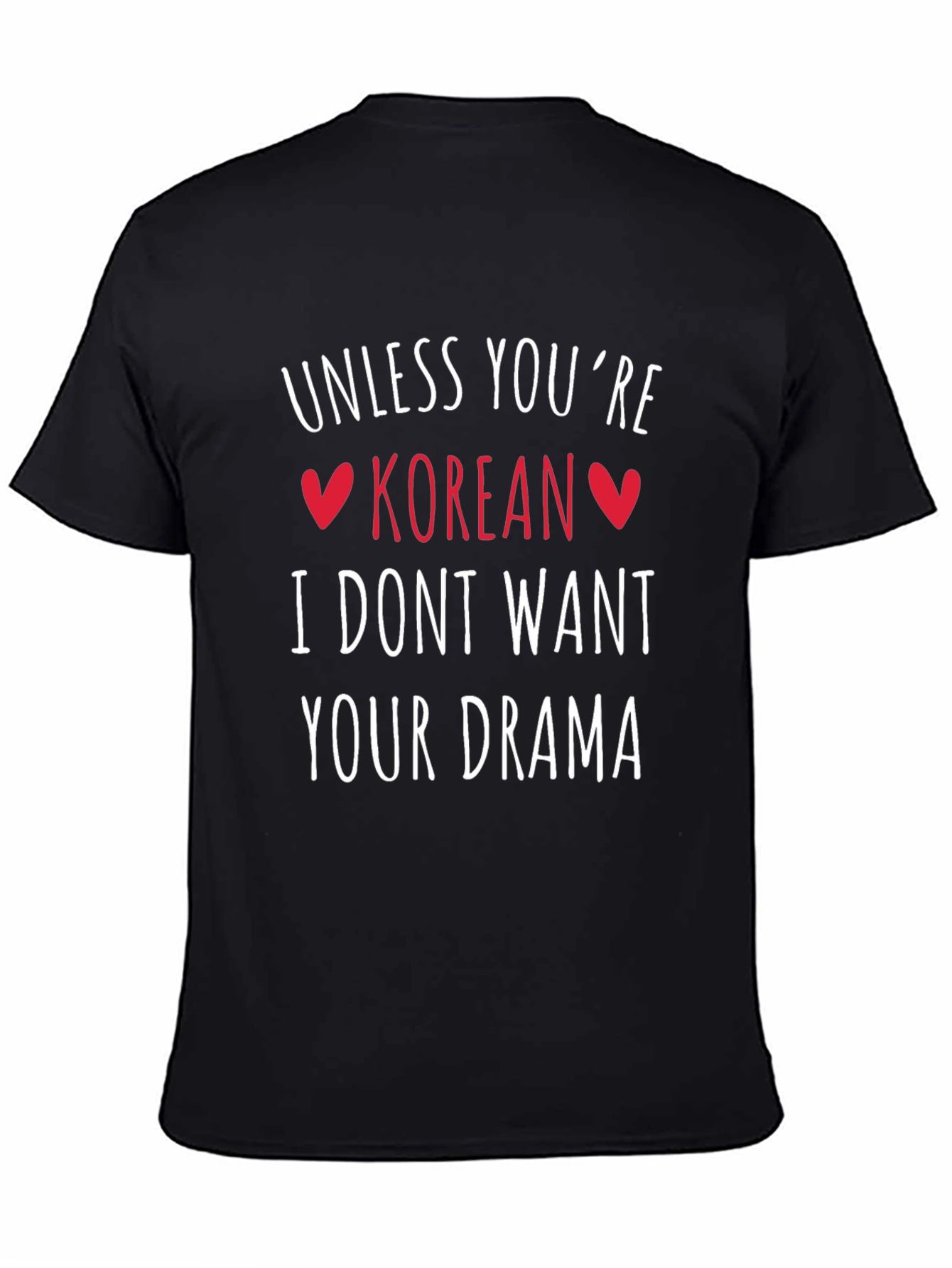 Black Korean Drama Graphic Tee - Black Crew Neck T-Shirt view 4