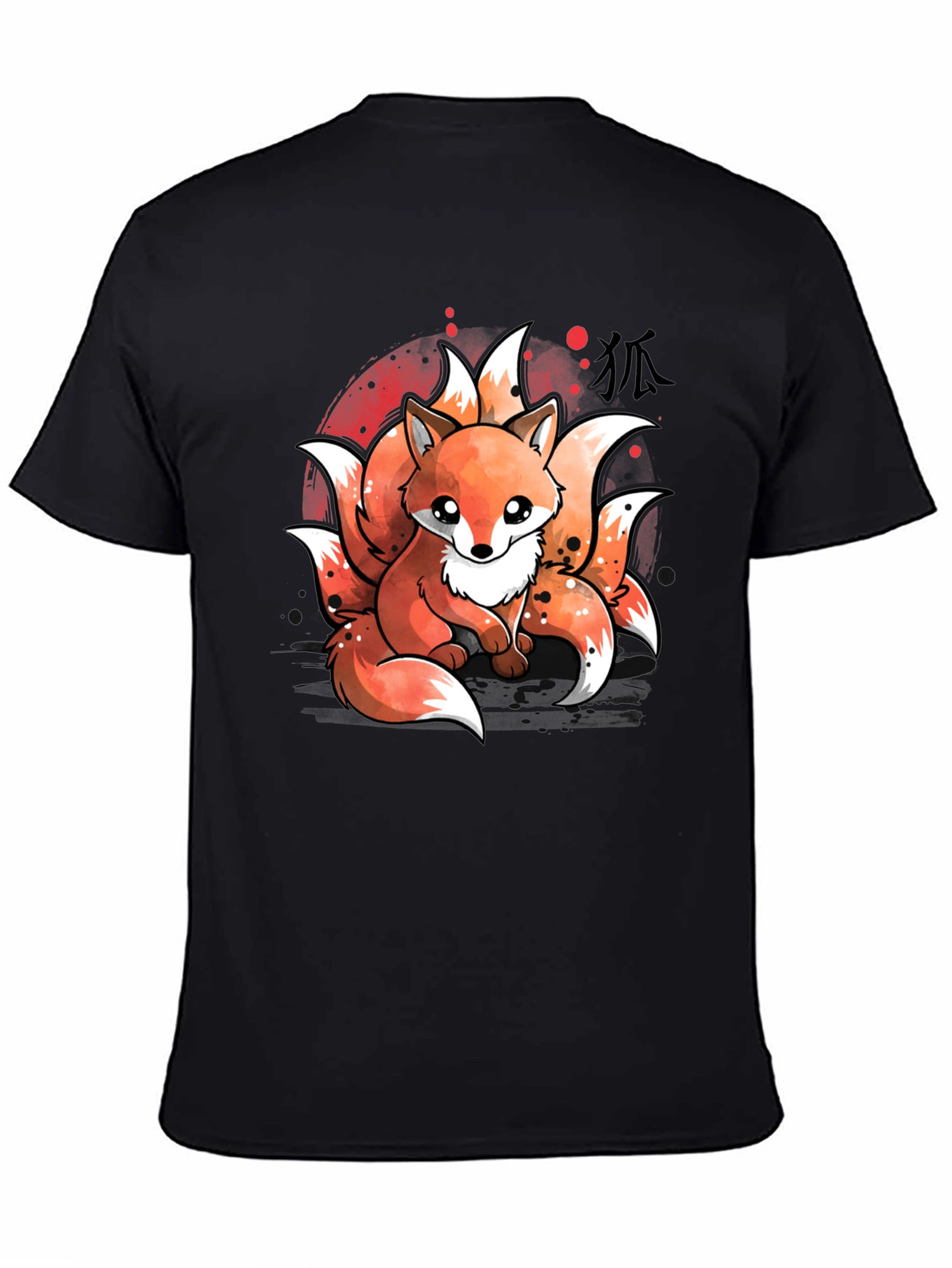 Black Nine-Tailed Fox Graphic T-Shirt - Anime Design view 4