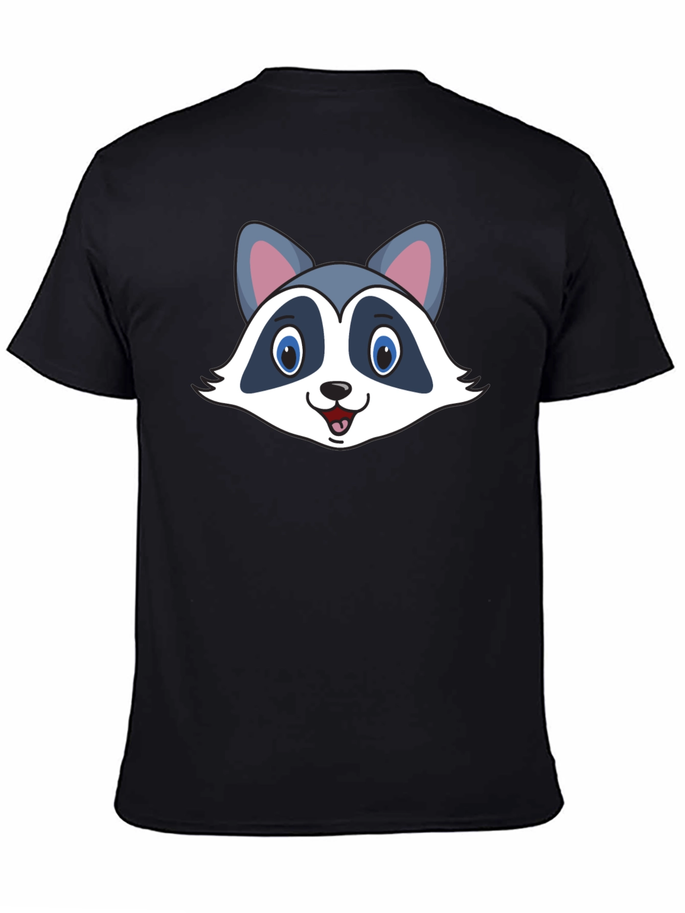 Black Cute Raccoon Graphic Black T-Shirt view 4