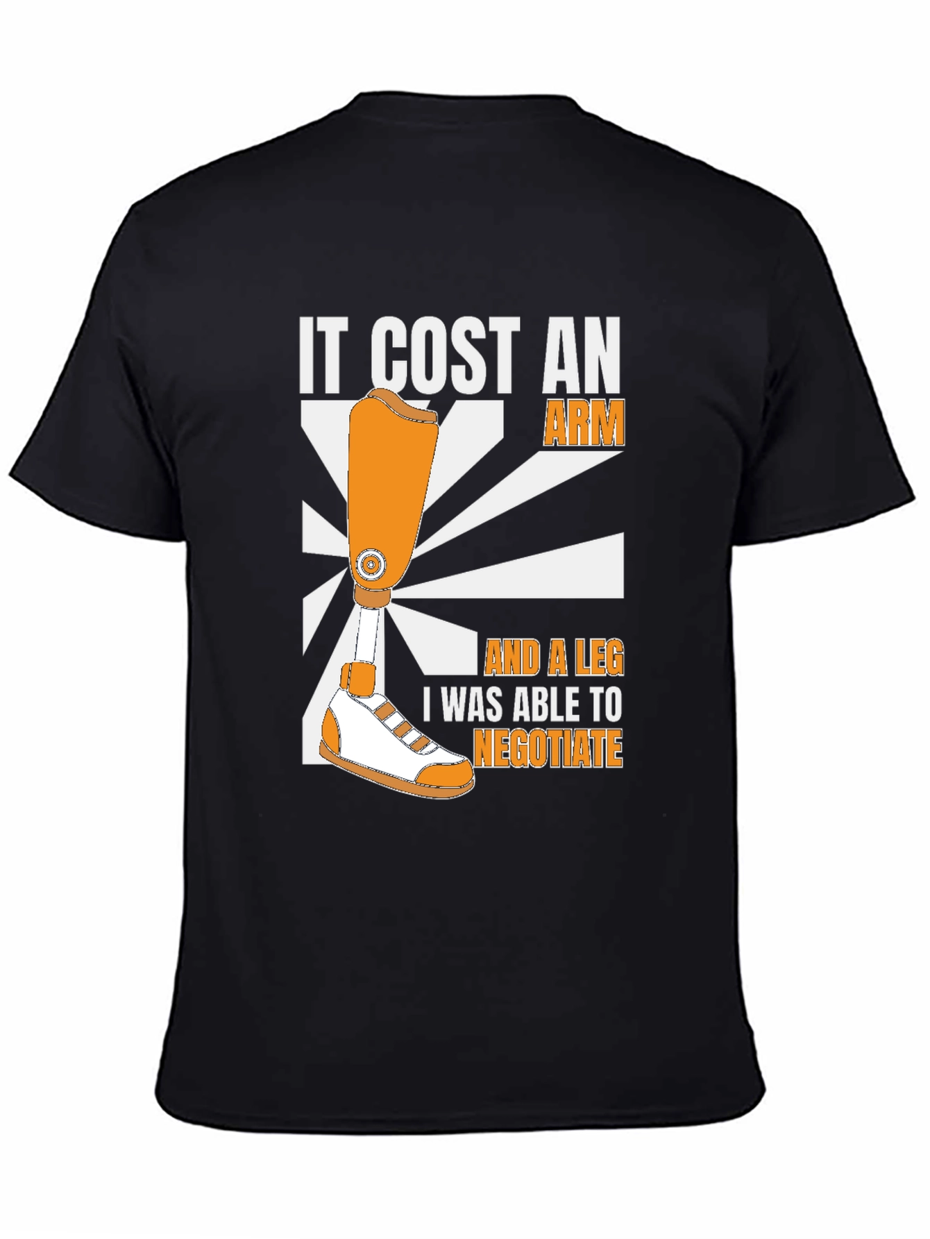 Black Funny "It Cost an Arm" Graphic T-Shirt view 4