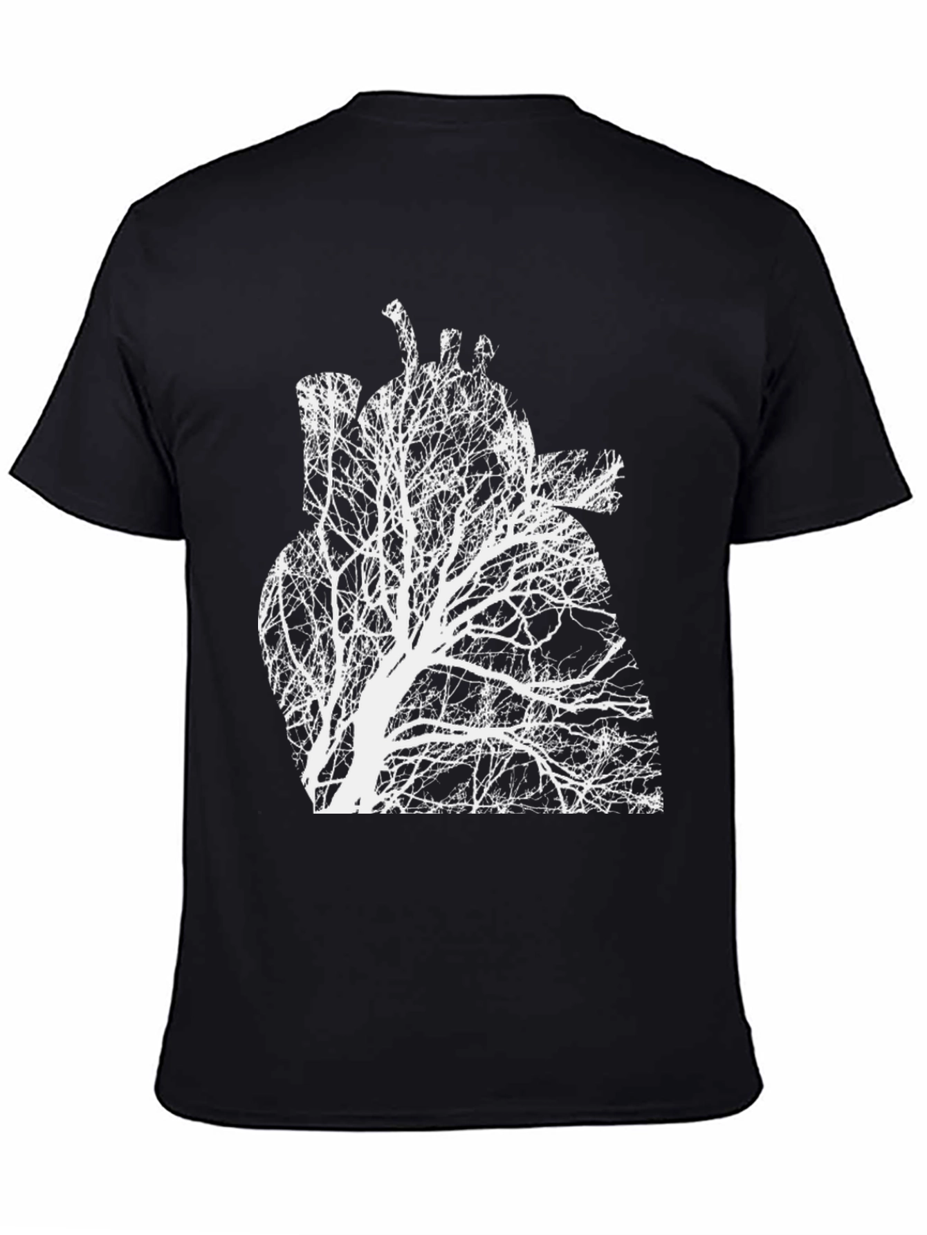 Black Arboreal Heart Tee - Black Graphic Print Crew Neck T-Shirt view 4