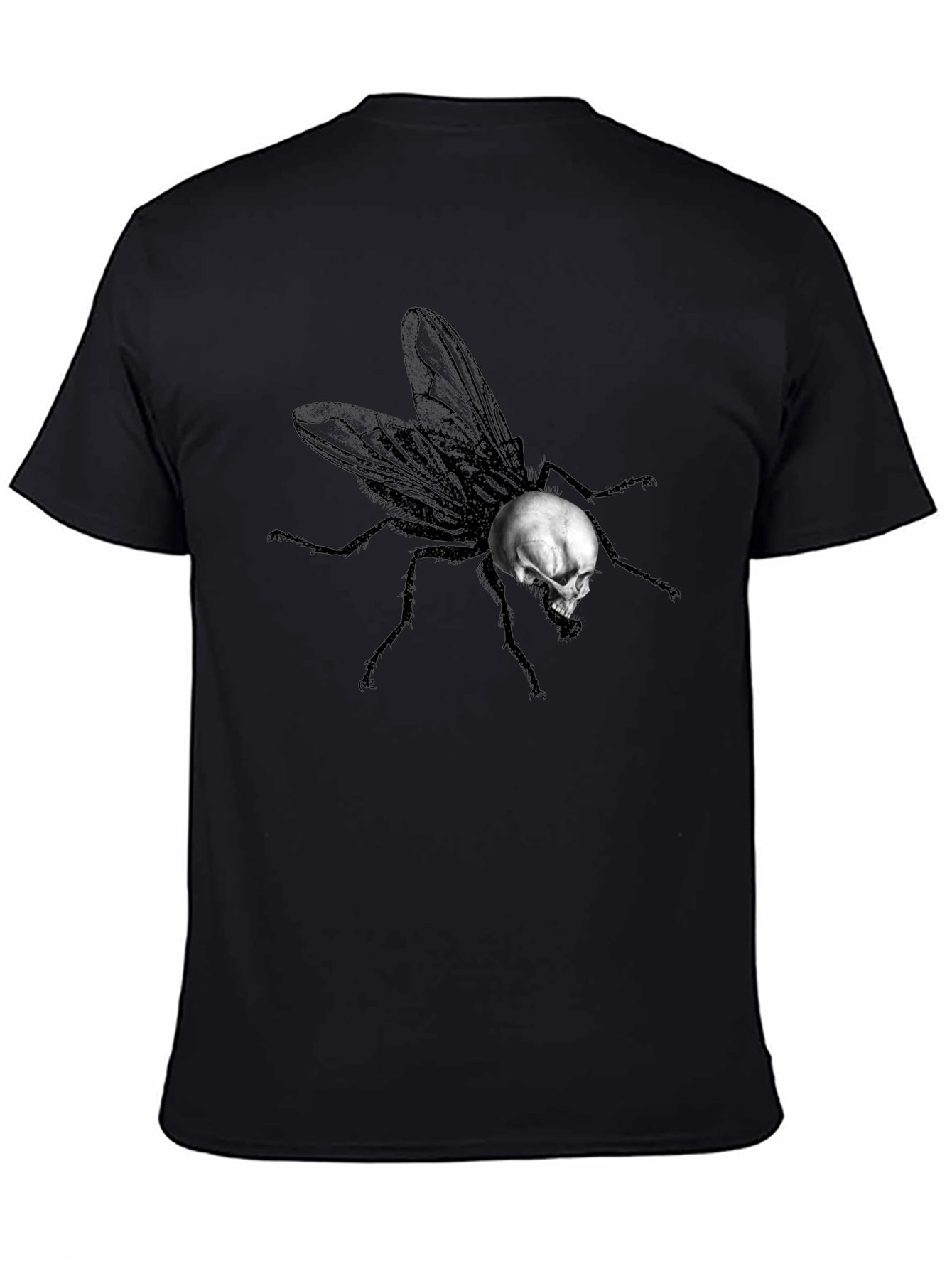Black Skull Fly Graphic T-Shirt - Unique Design view 4