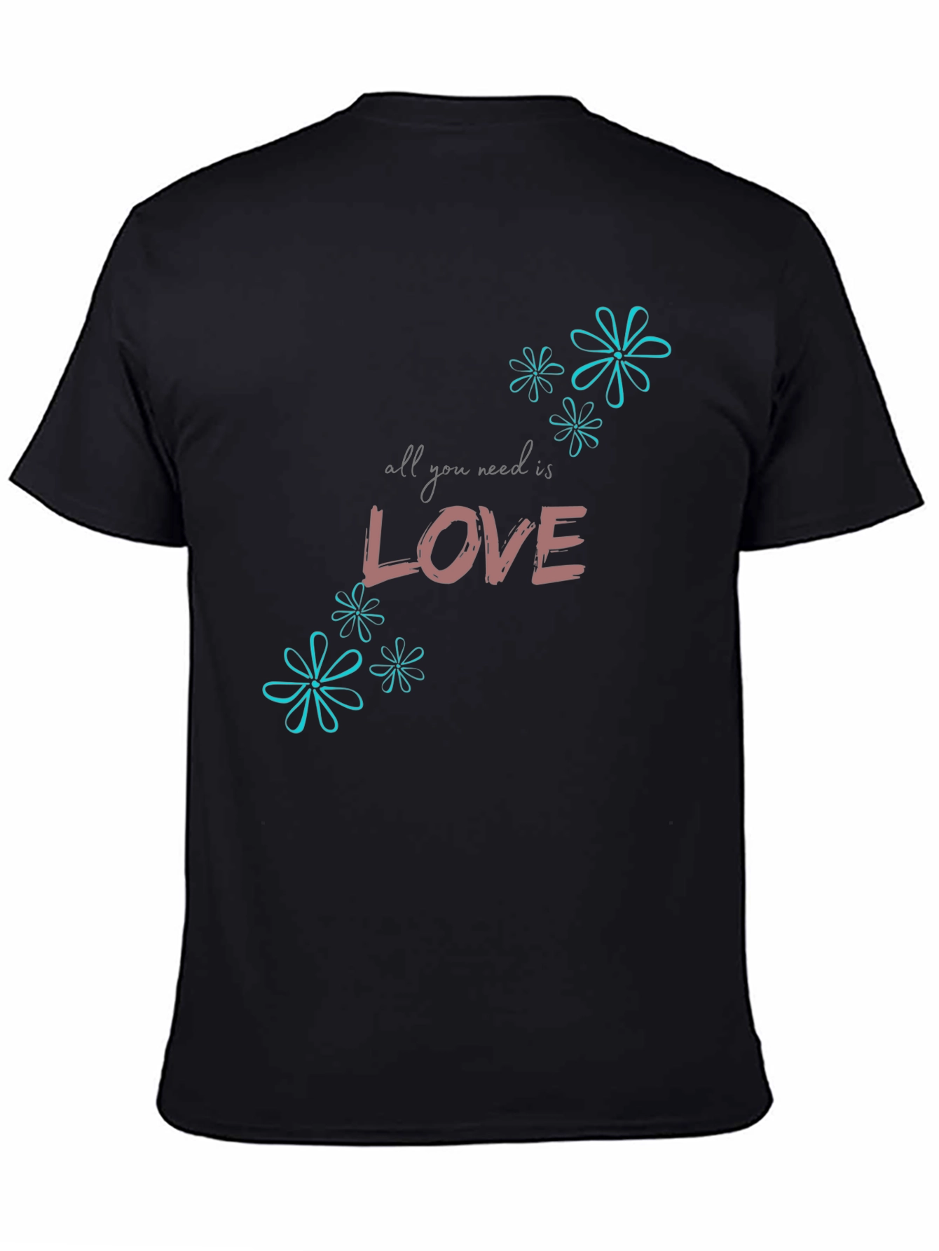Black All You Need is Love Graphic T-Shirt view 4