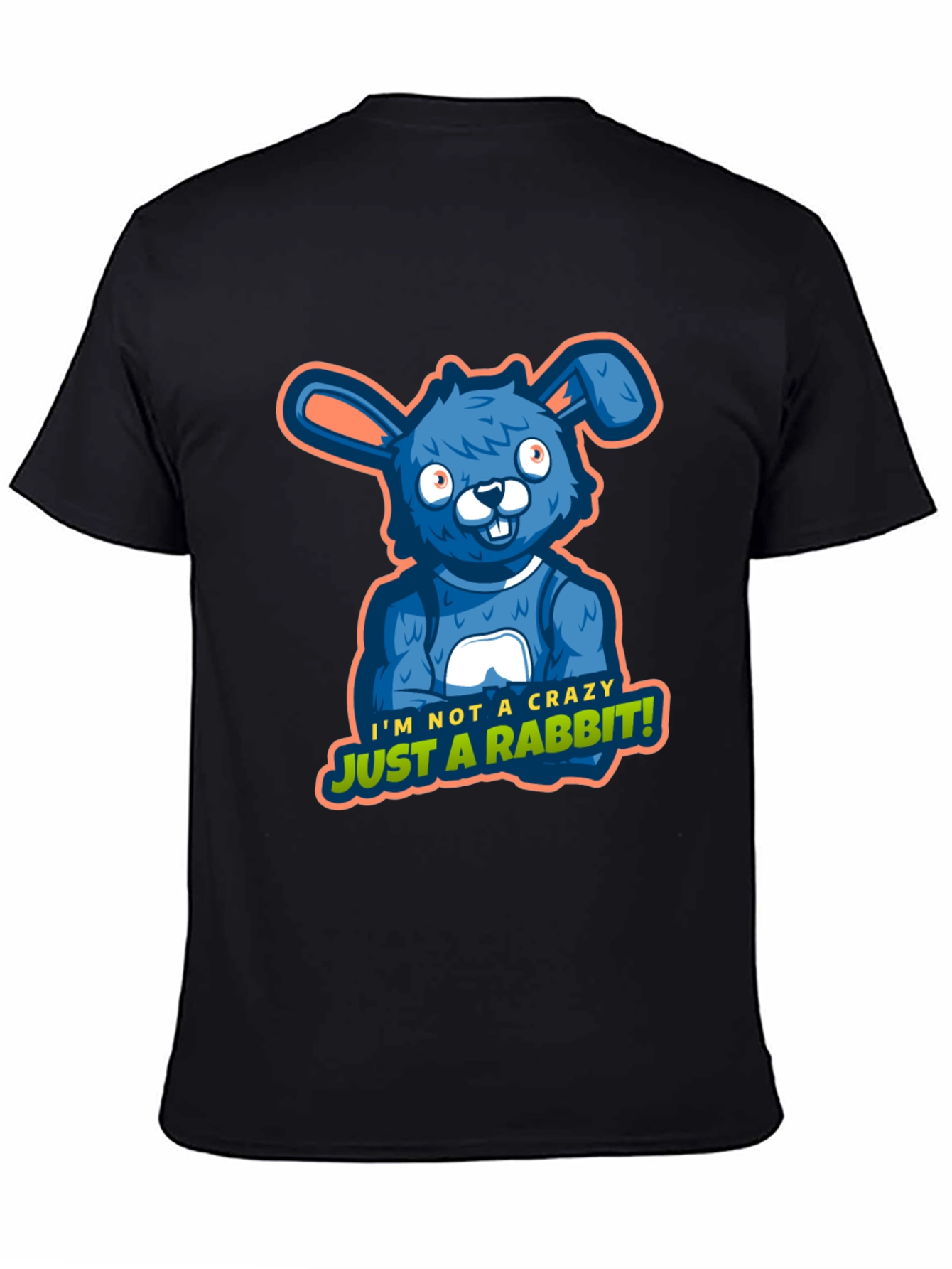 Black Crazy Rabbit Graphic Tee - Funny Animal Print view 4