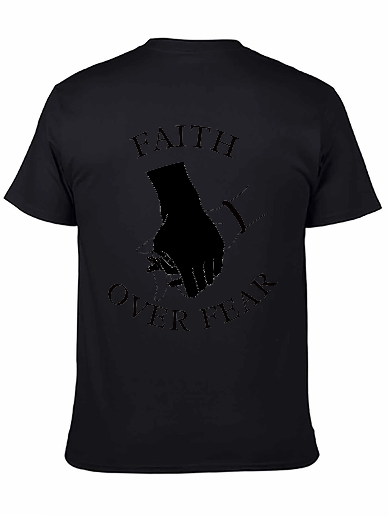 Black Faith Over Fear Black Graphic Tee view 4
