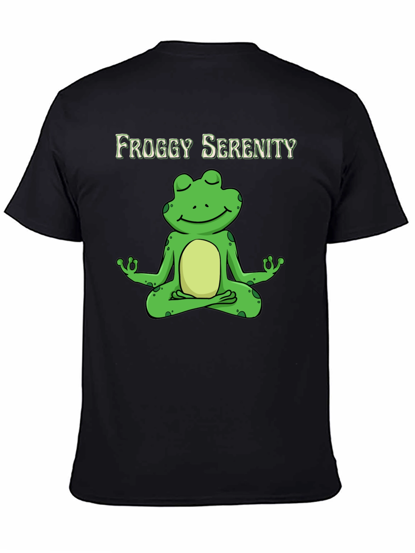 Black Froggy Serenity Meditation T-Shirt - Relax & Unwind view 4