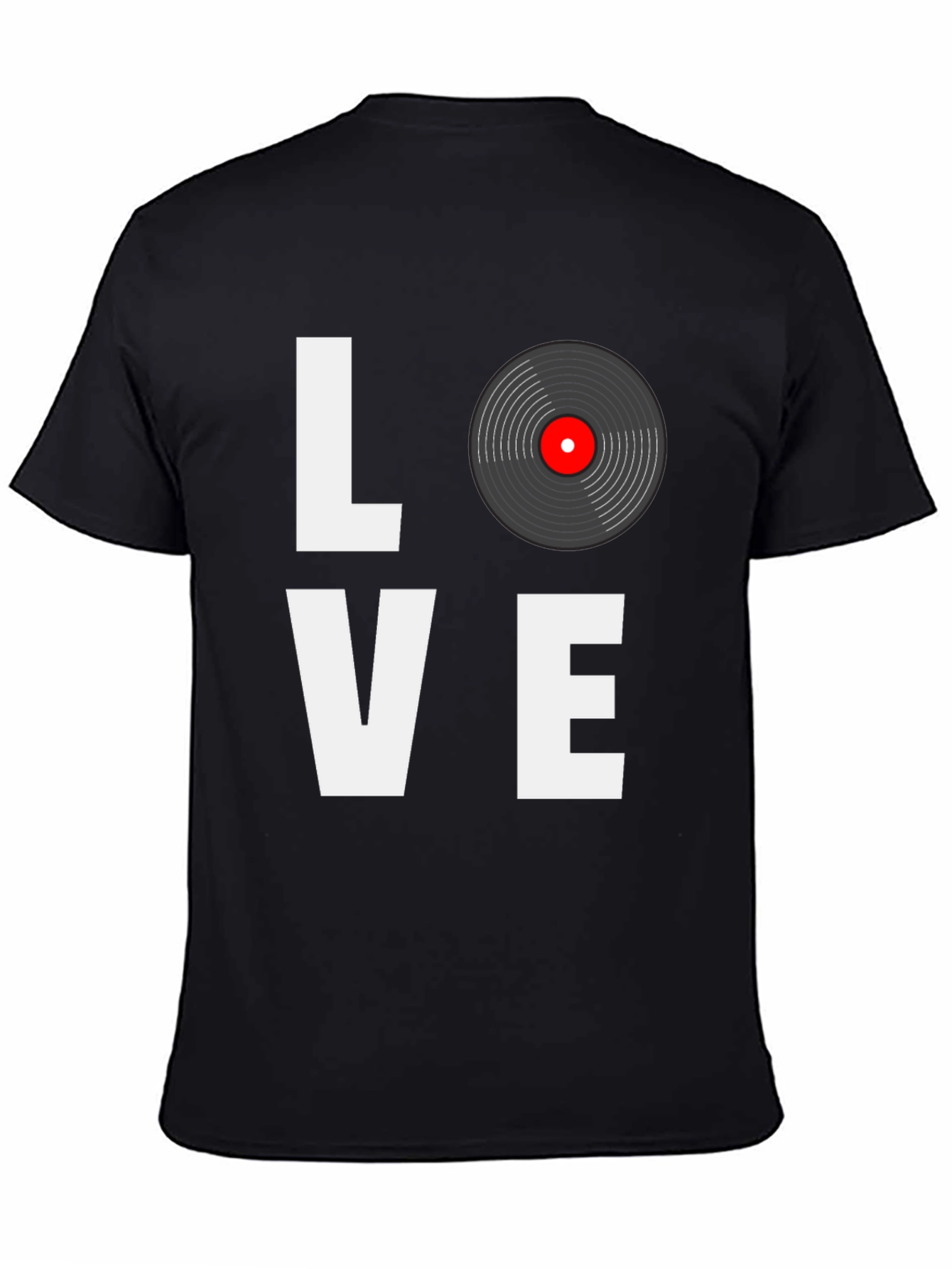 Black Love Vinyl Record Black T-Shirt  view 4