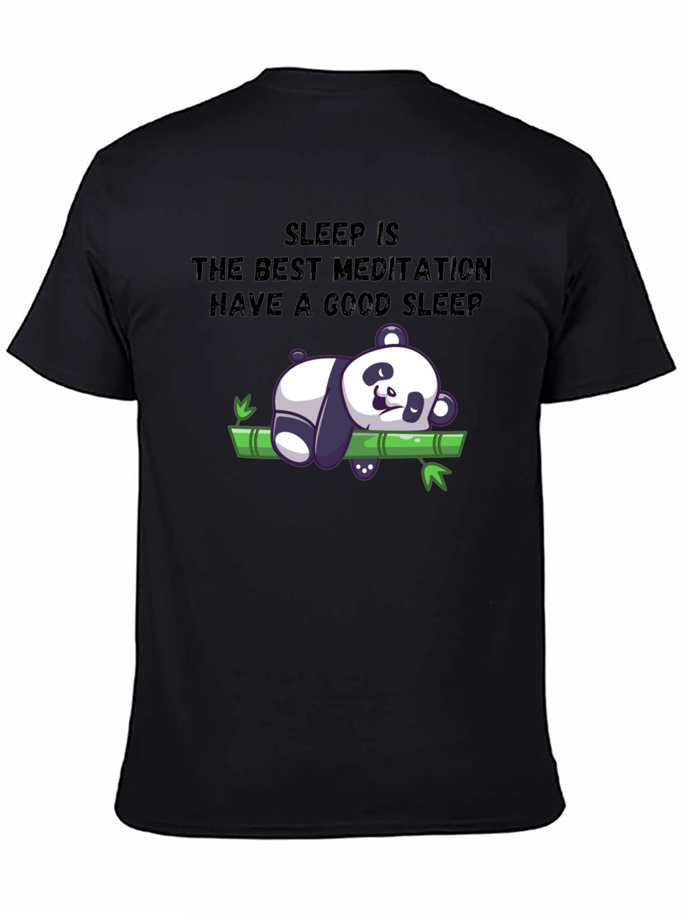 Black Sleep Meditation Panda T-Shirt - Relax & Sleep Well view 4