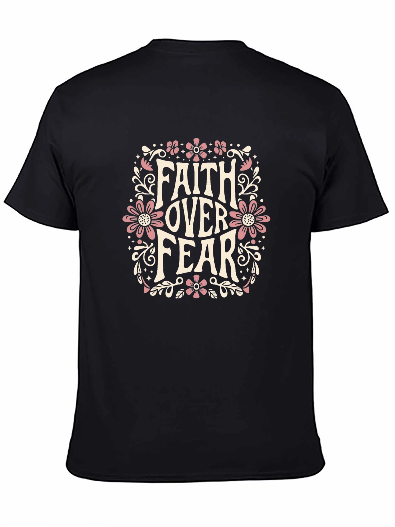 Black Faith Over Fear Graphic Black T-Shirt view 4
