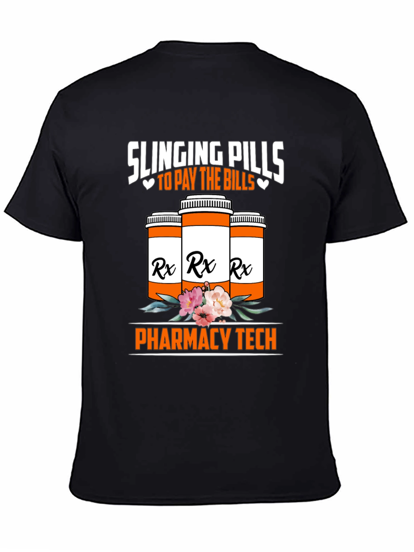 Black Slinging Pills Pharmacy Tech T-Shirt view 4