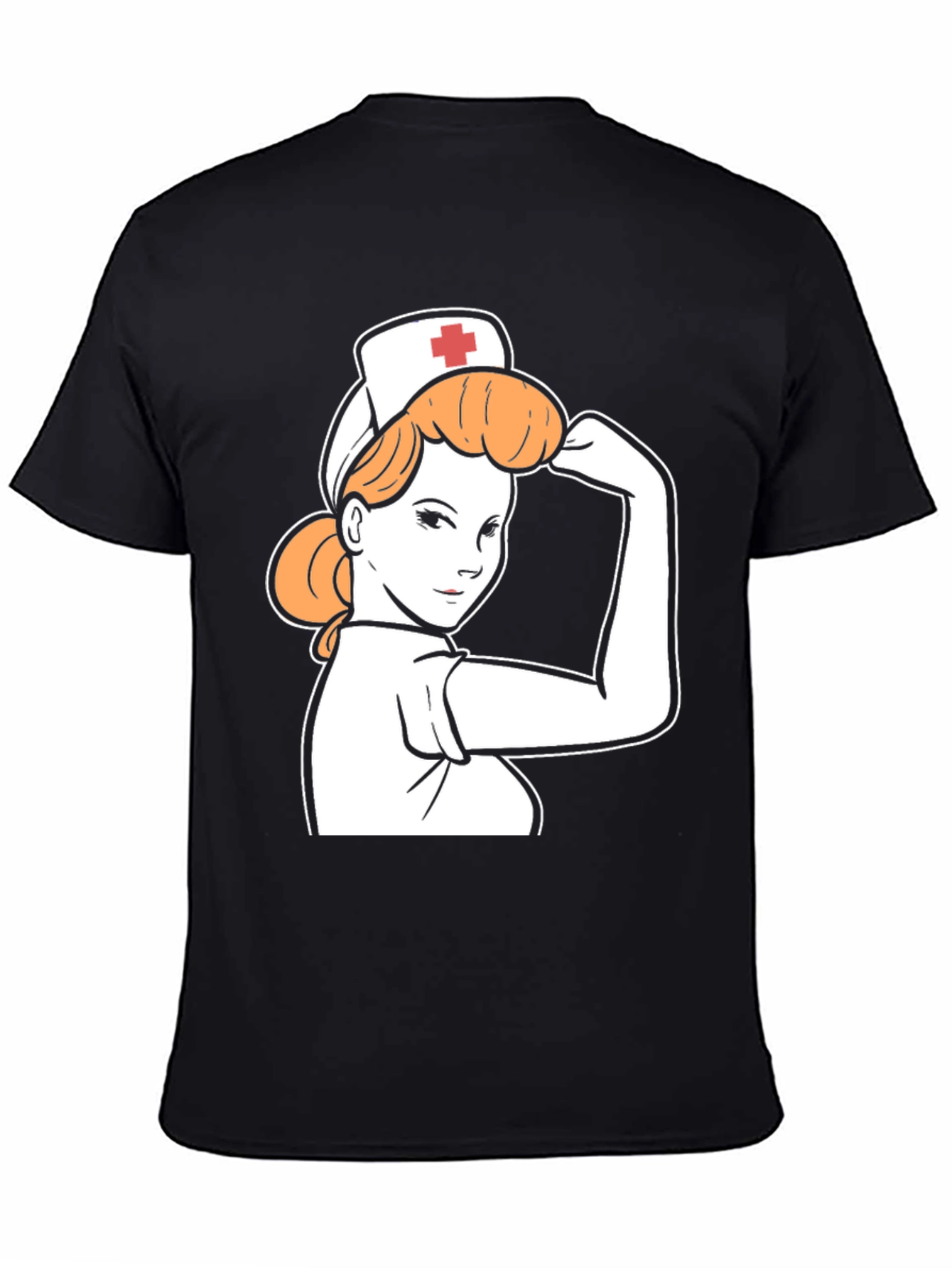 Black Retro Nurse Power T-Shirt - Black view 4
