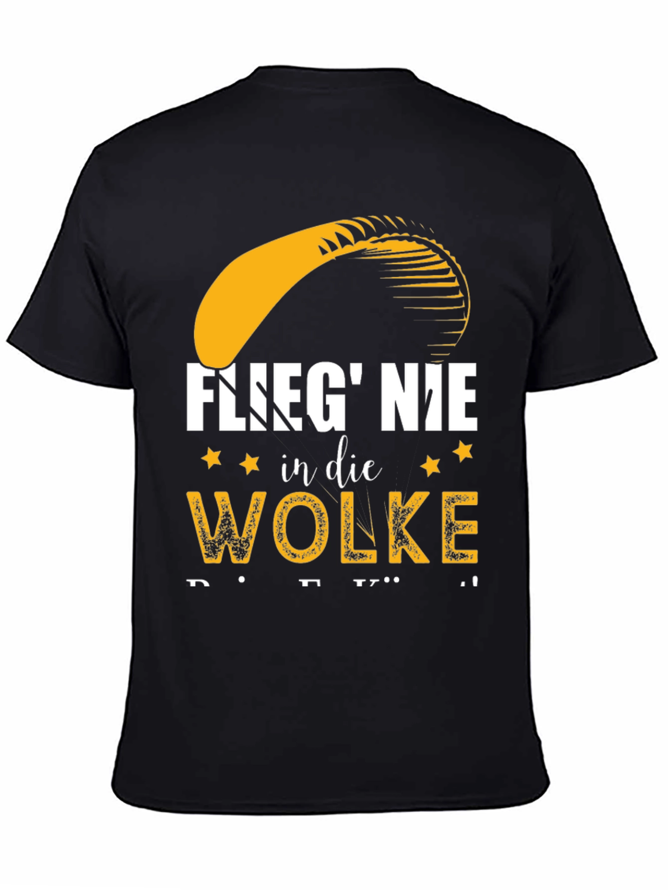 Black Flieg' Nie in die Wolke T-Shirt - Paragliding Gift view 4
