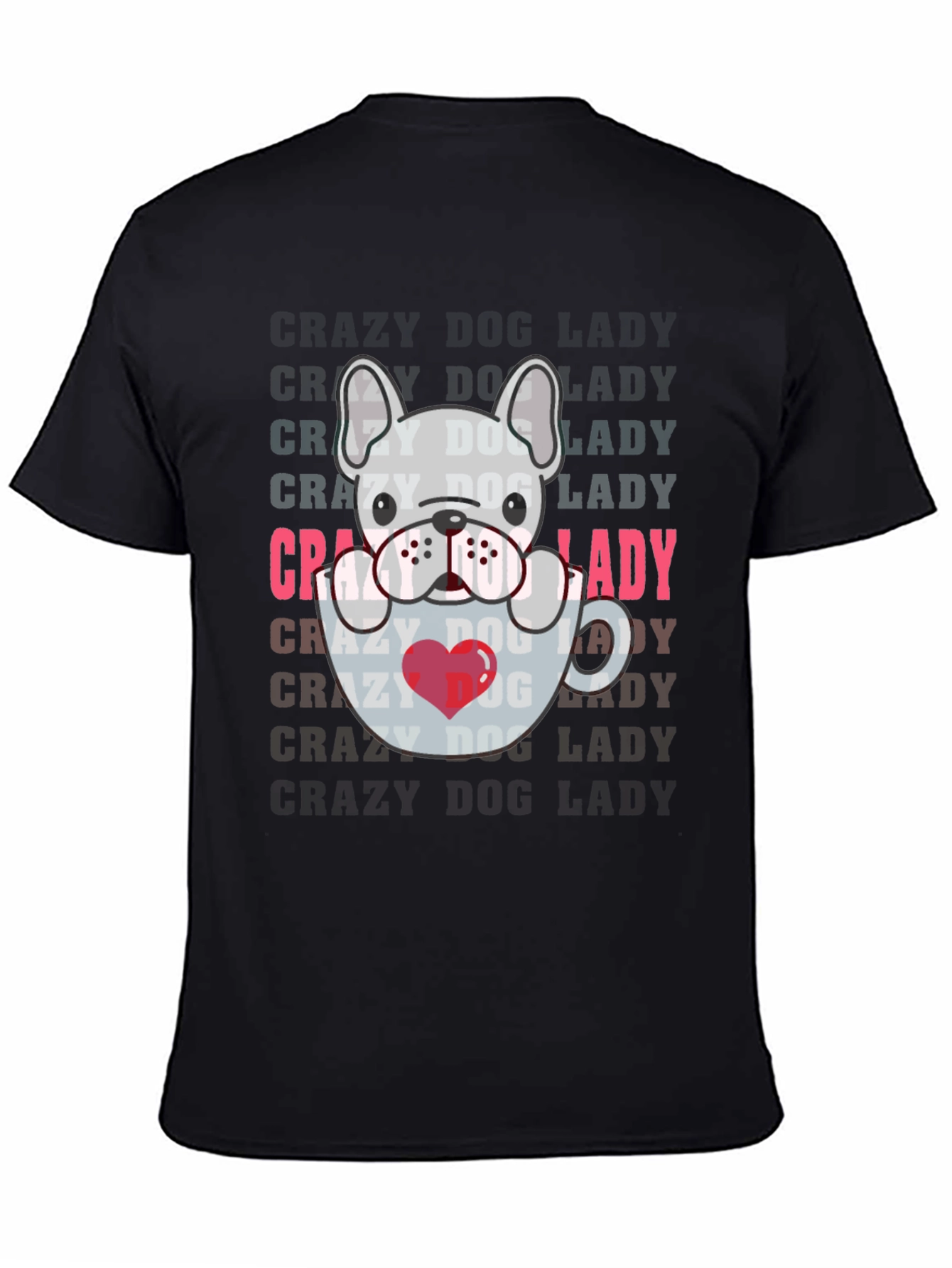 Black Crazy Dog Lady T-Shirt view 4