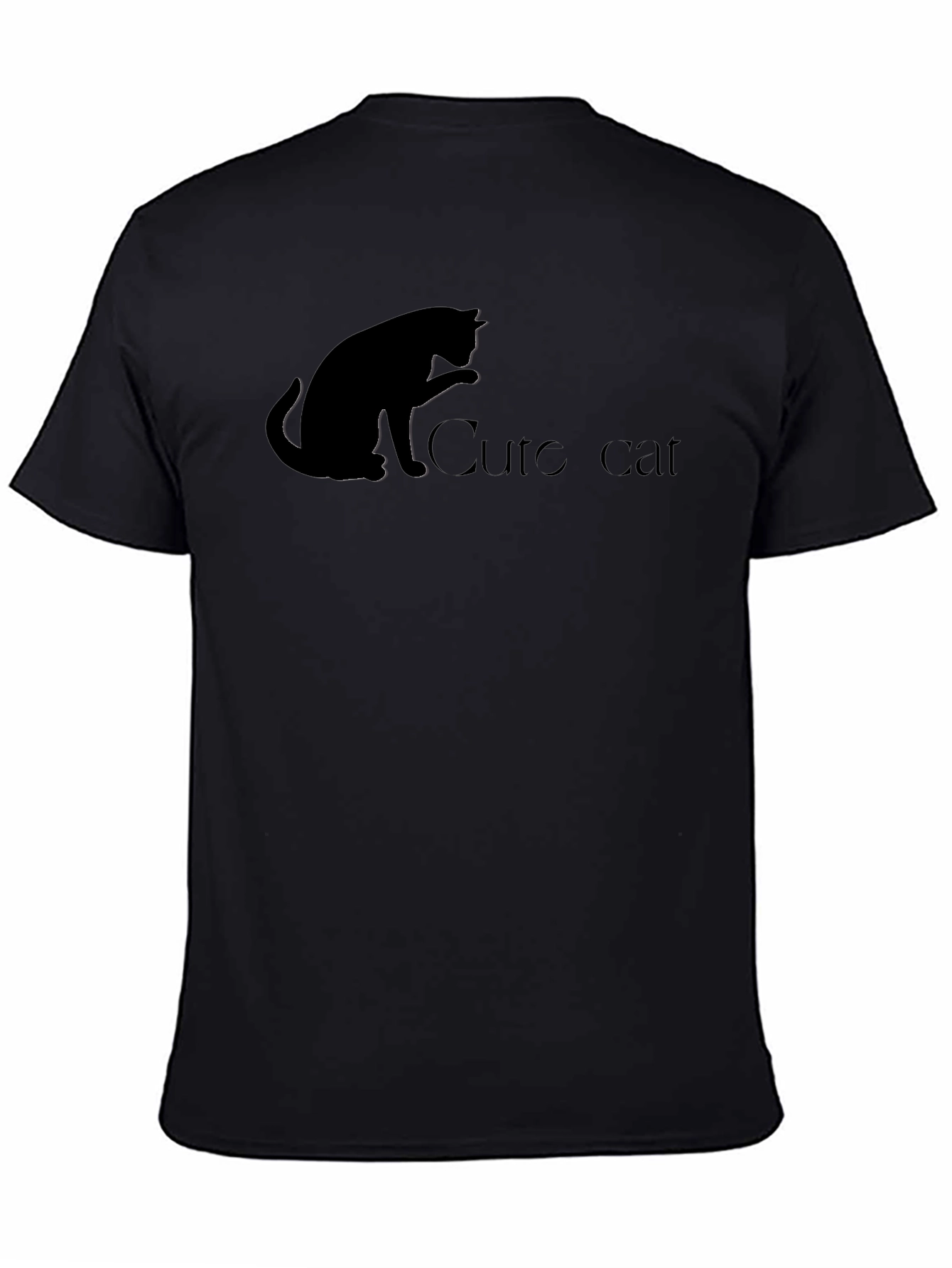 Black Cute Cat Black T-Shirt view 4
