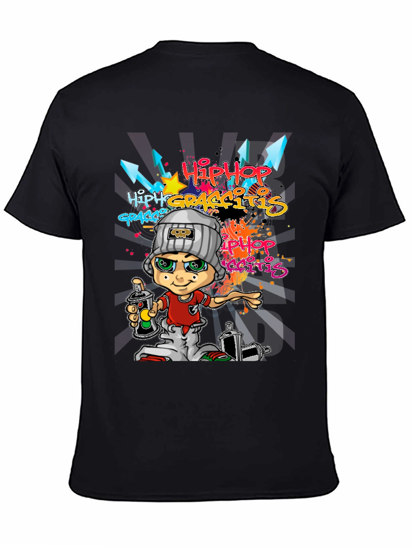 Black Hip Hop Graffiti T-Shirt - Urban Style view 4