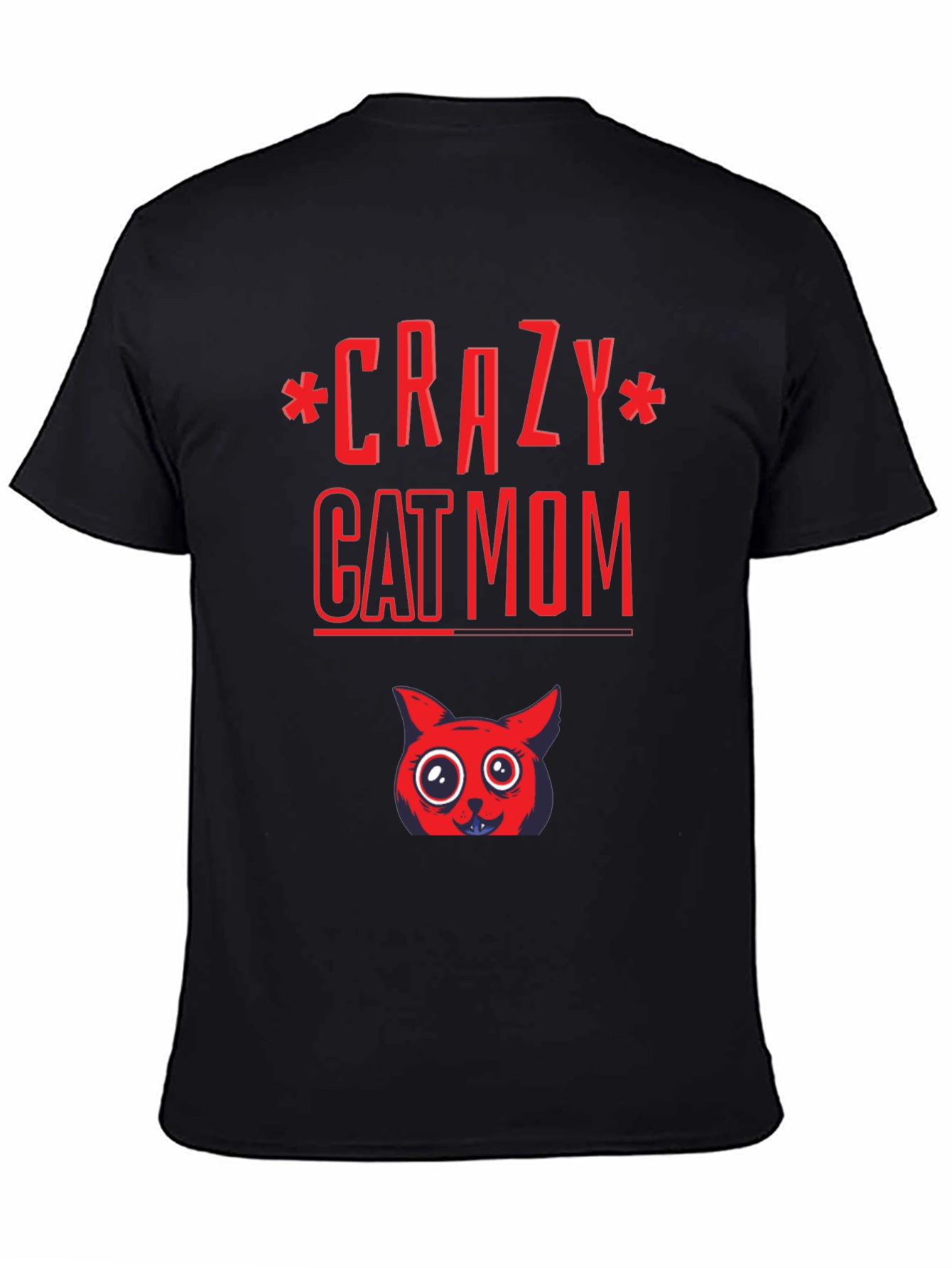 Black Crazy Cat Mom Graphic Tee - Soft Cotton Blend view 4