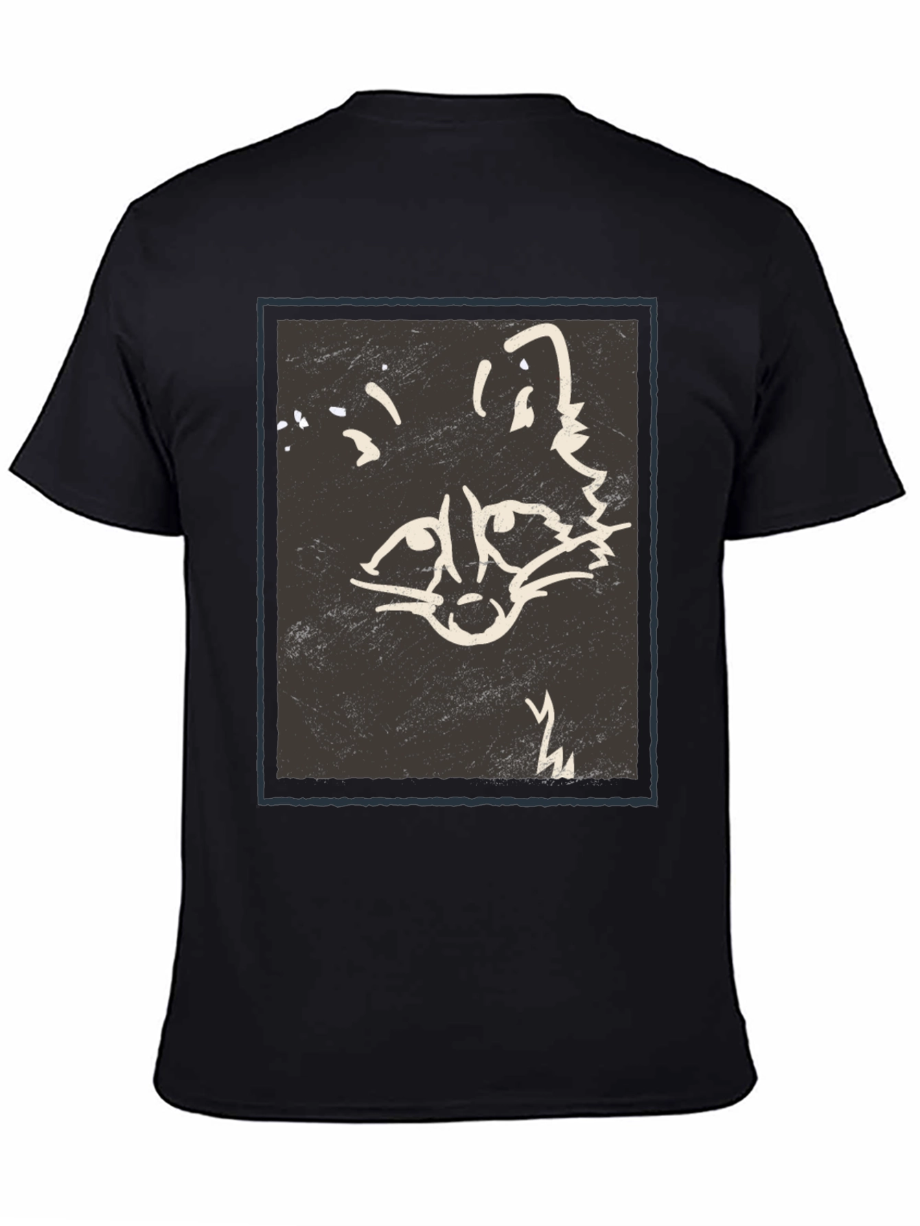 Black Abstract Raccoon Graphic Print Black T-Shirt view 4