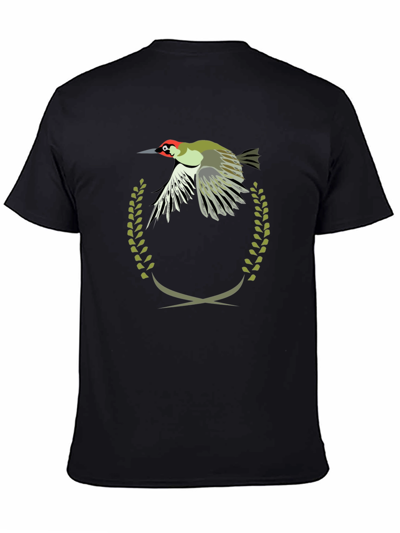 Black Woodpecker Emblem Tee - Unique Graphic Print T-Shirt view 4