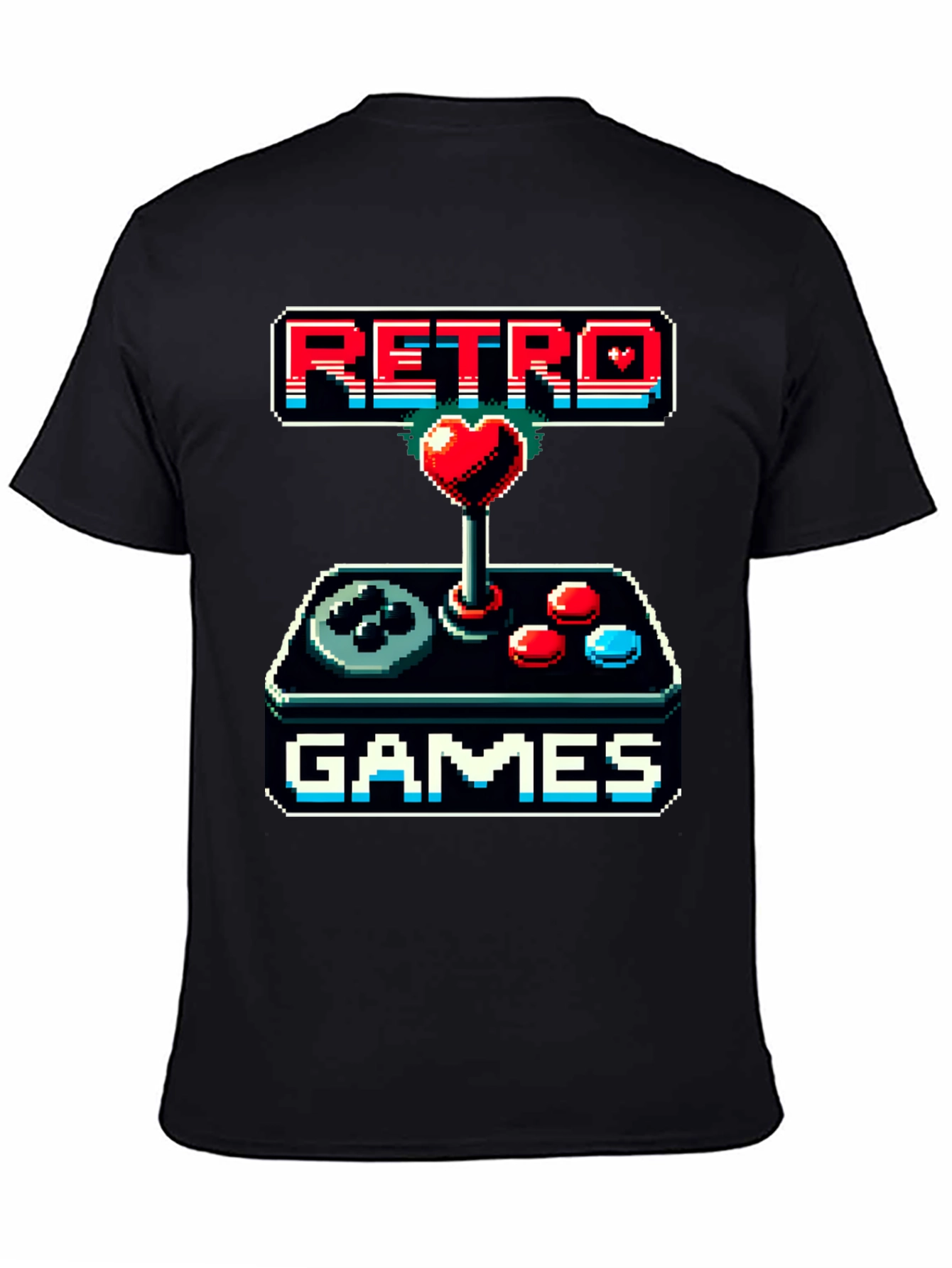 Black Retro Games Pixel Art T-Shirt view 4