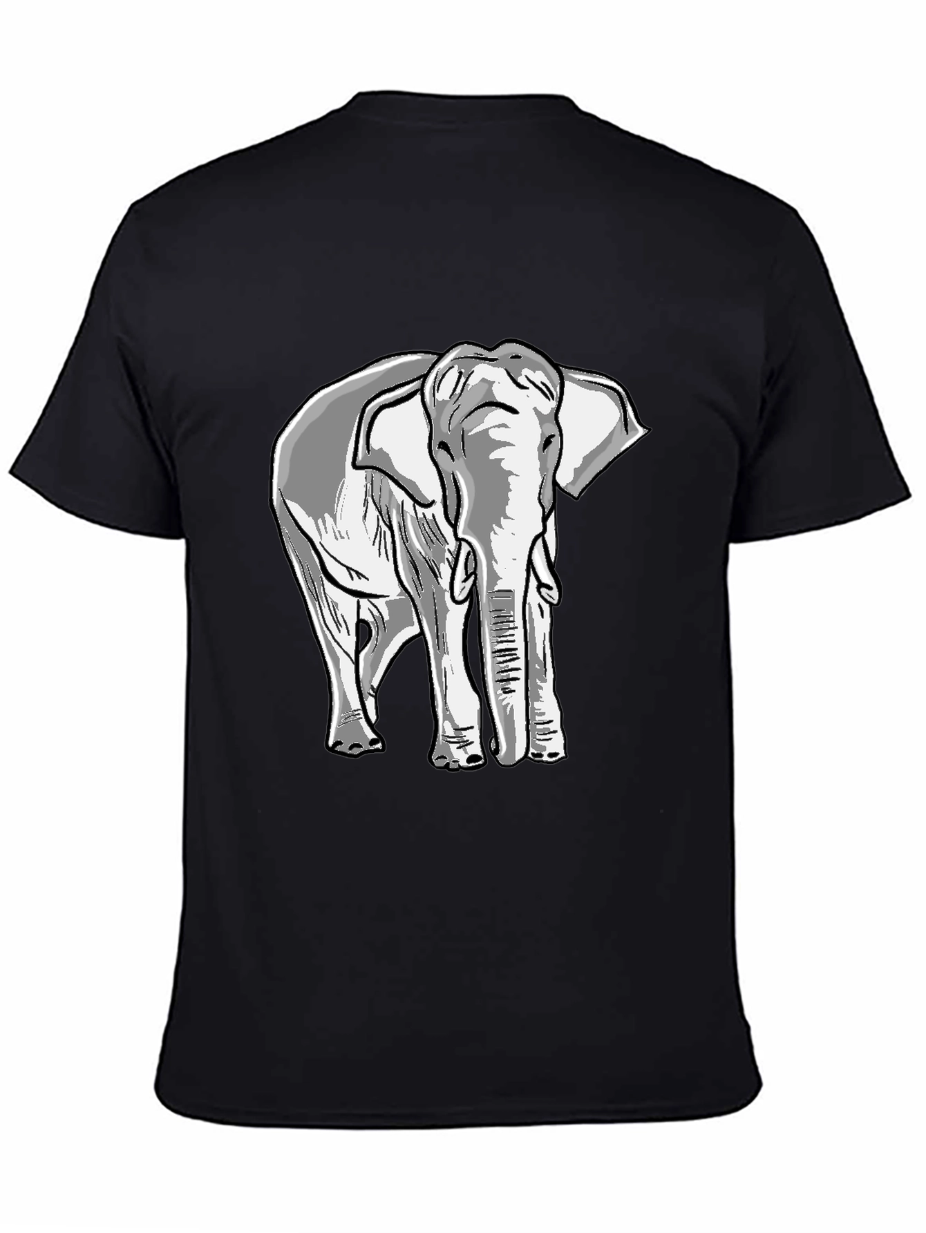 Black Elephant Graphic Tee - Unisex Casual Black T-Shirt view 4