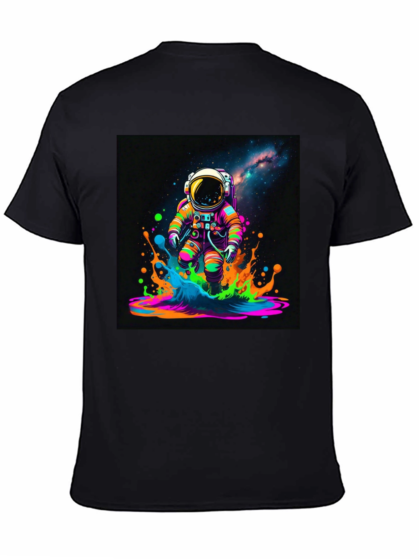 Black Astronaut Galaxy T-Shirt - Colorful Space Design view 4
