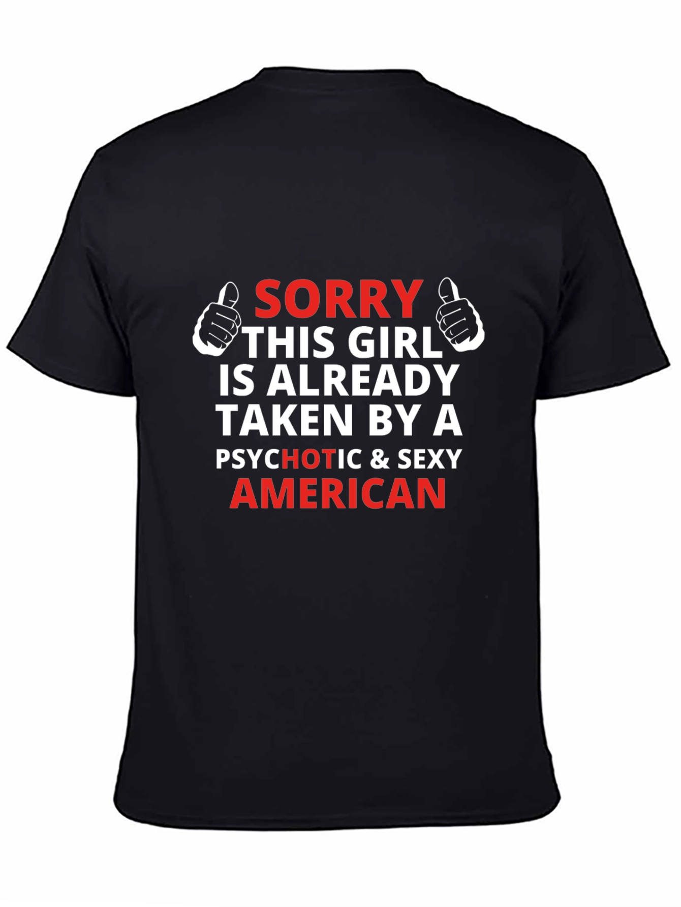 Black Funny Graphic T-Shirt - Taken By A Sexy American view 4